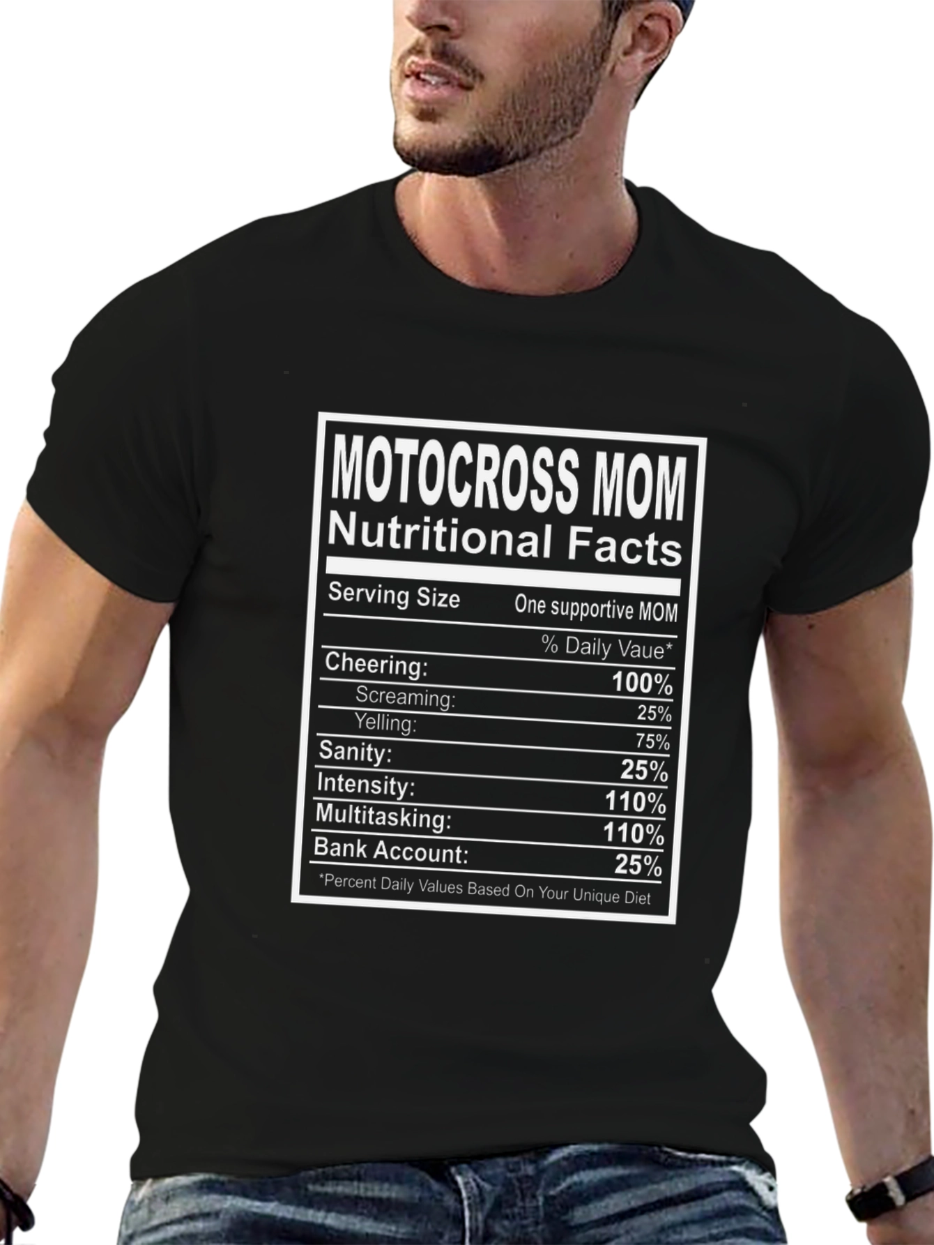 Motocross Mom Nutrition Facts Novelty Graphic T-Shirt