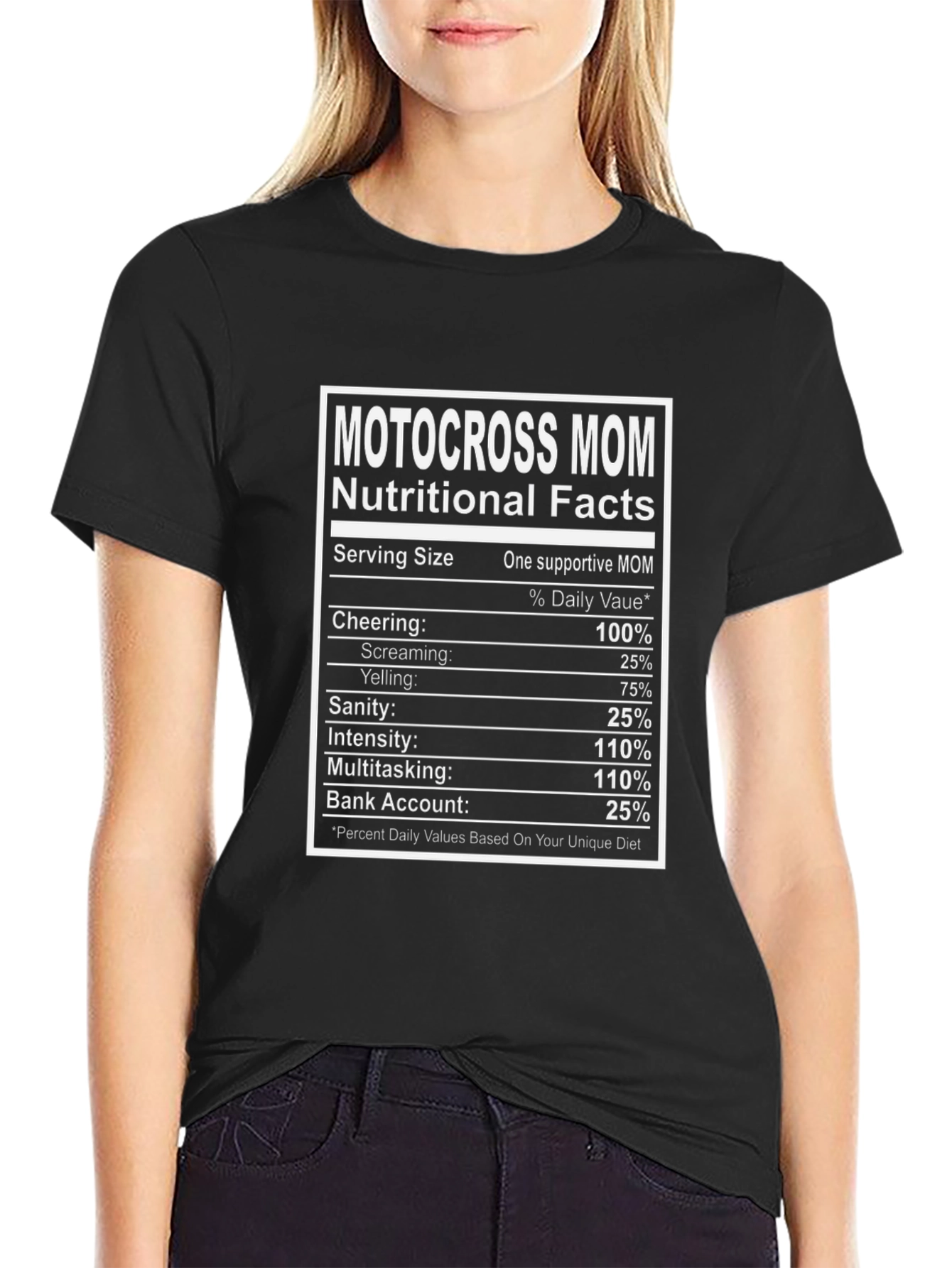 Motocross Mom Nutrition Facts Novelty Graphic T-Shirt