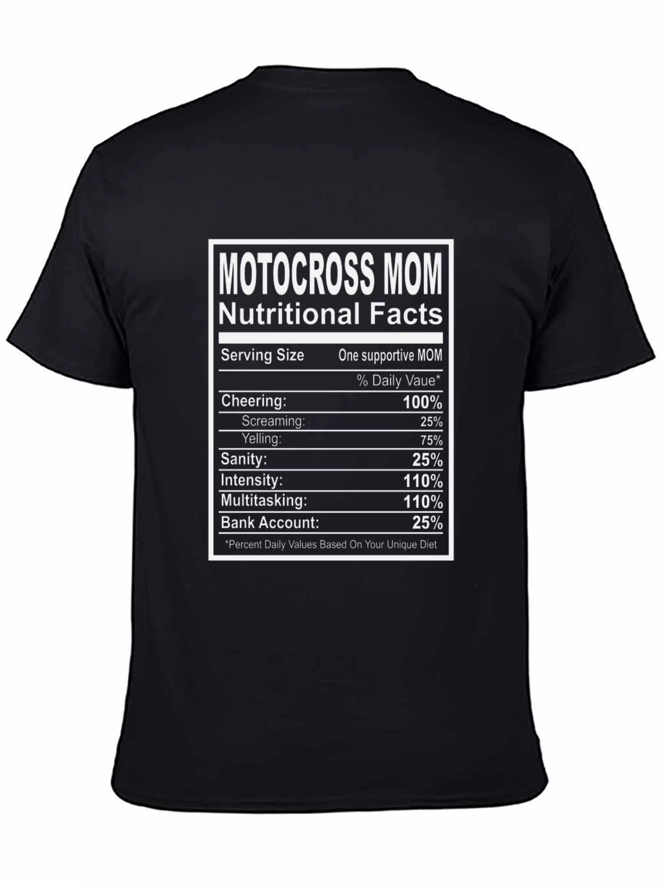 Motocross Mom Nutrition Facts Novelty Graphic T-Shirt