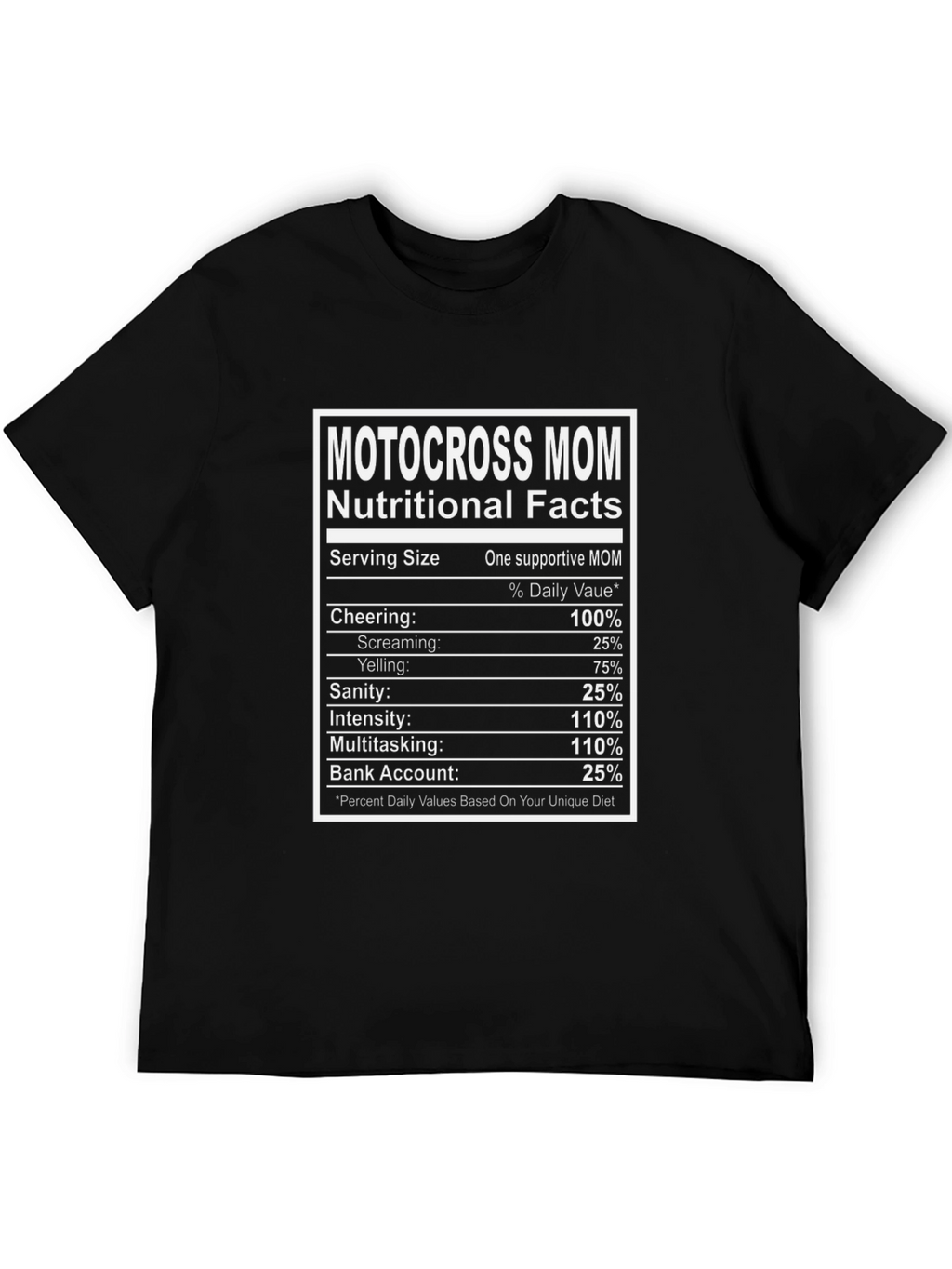 Motocross Mom Nutrition Facts Novelty Graphic T-Shirt