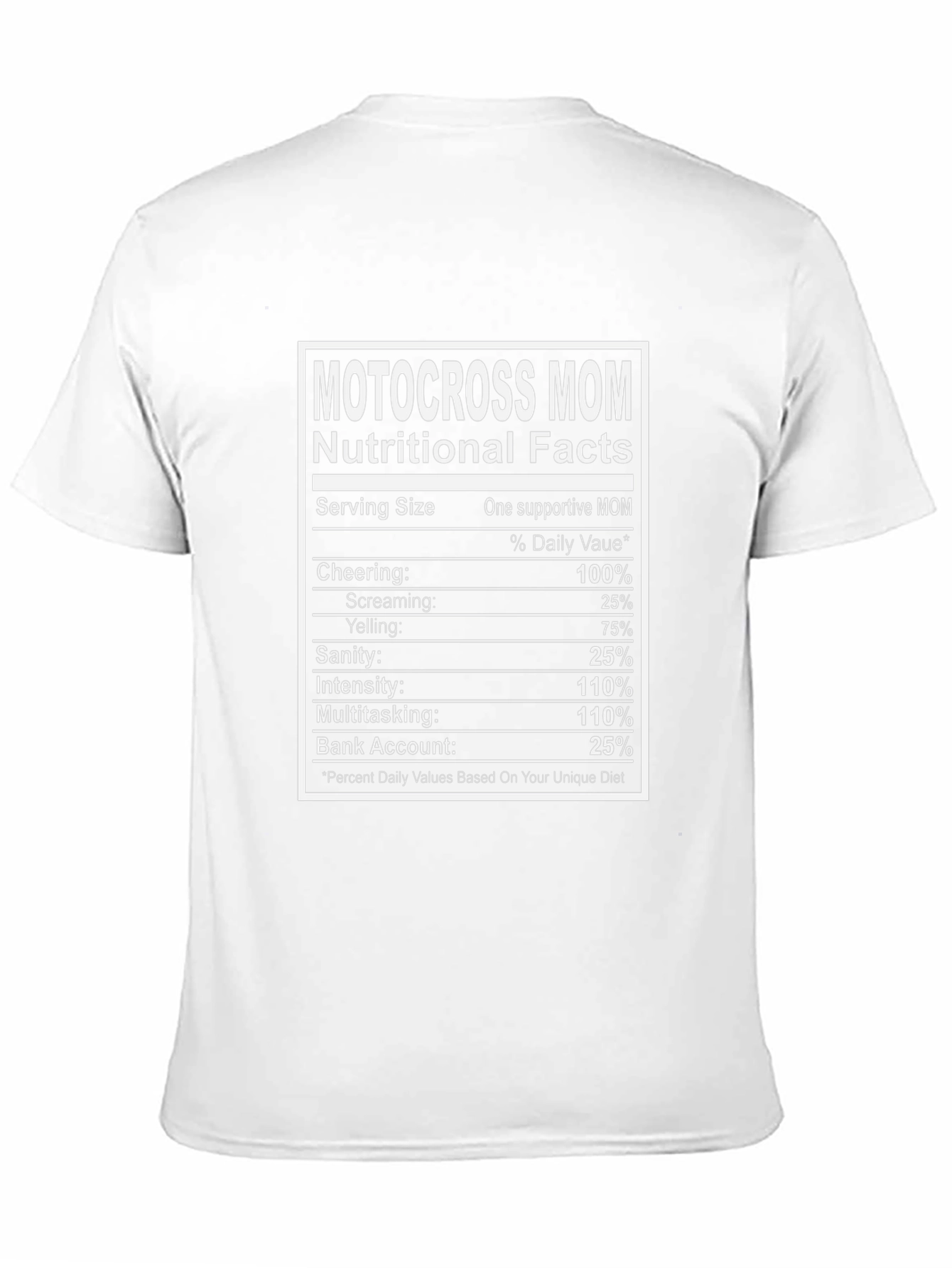 Motocross Mom Nutrition Facts Novelty Graphic T-Shirt