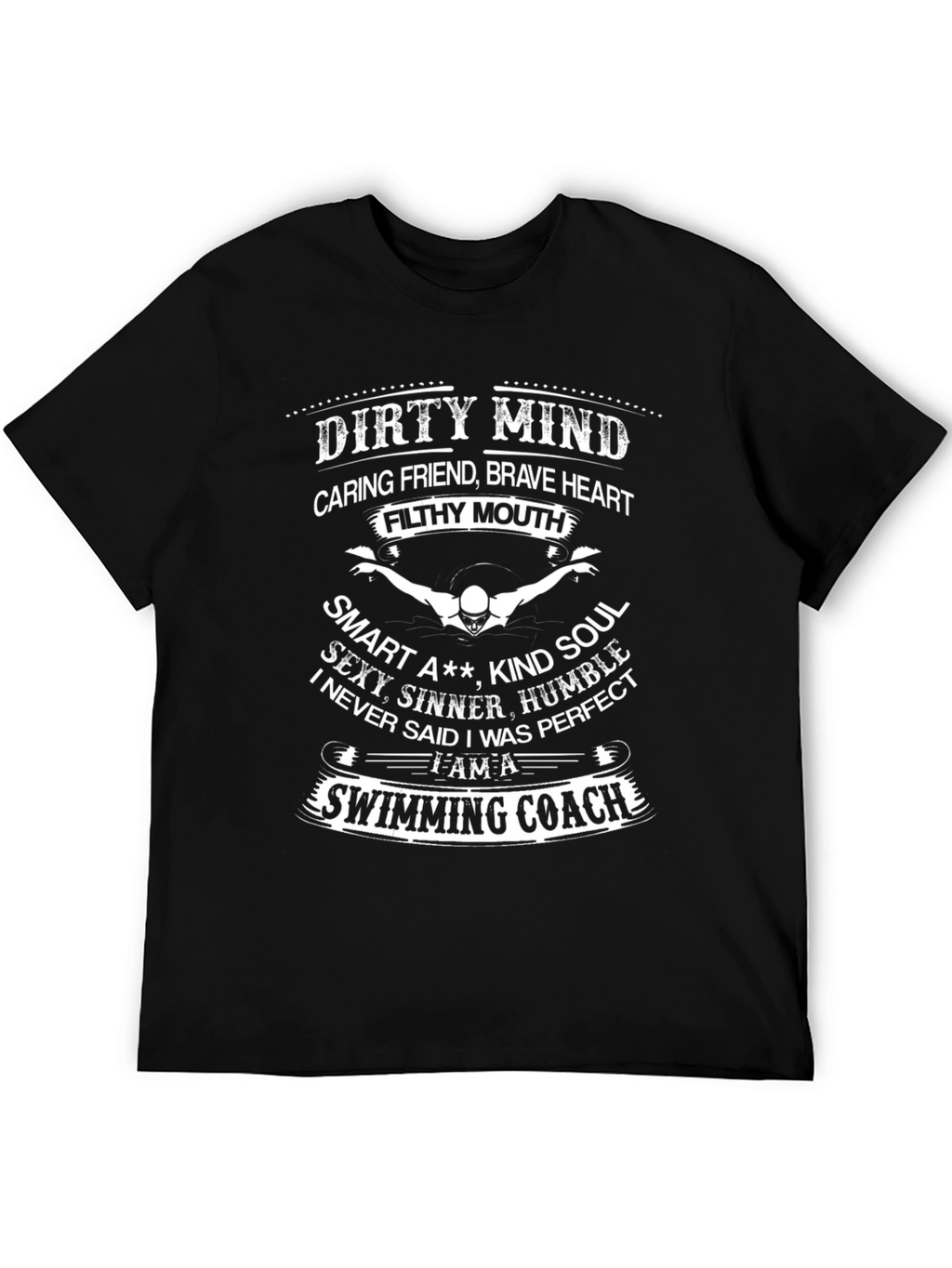 Dirty Mind Swimming Coach Graphic Tee - Black