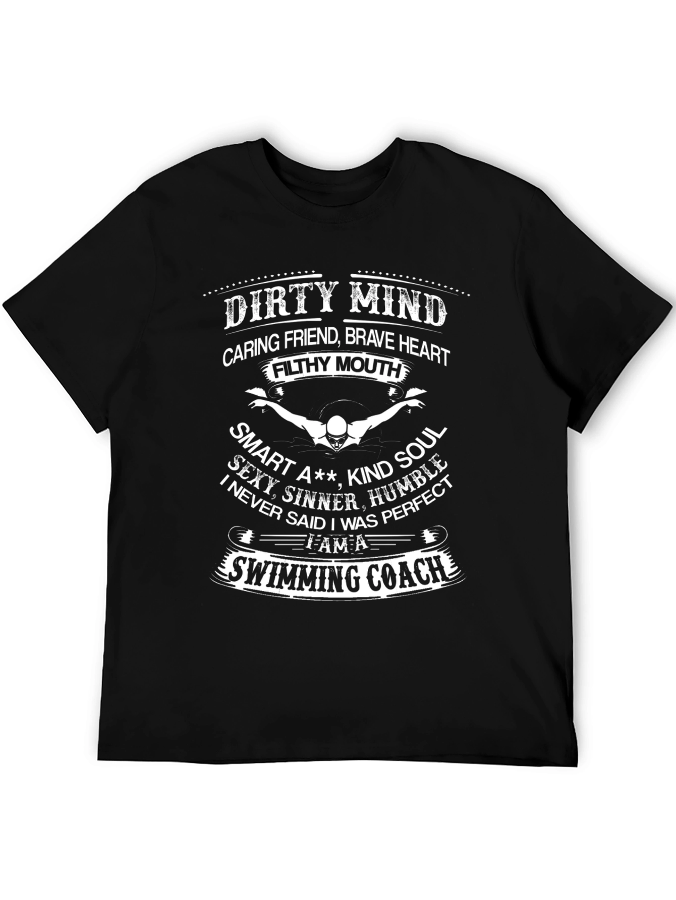 Dirty Mind Swimming Coach Graphic Tee - Black