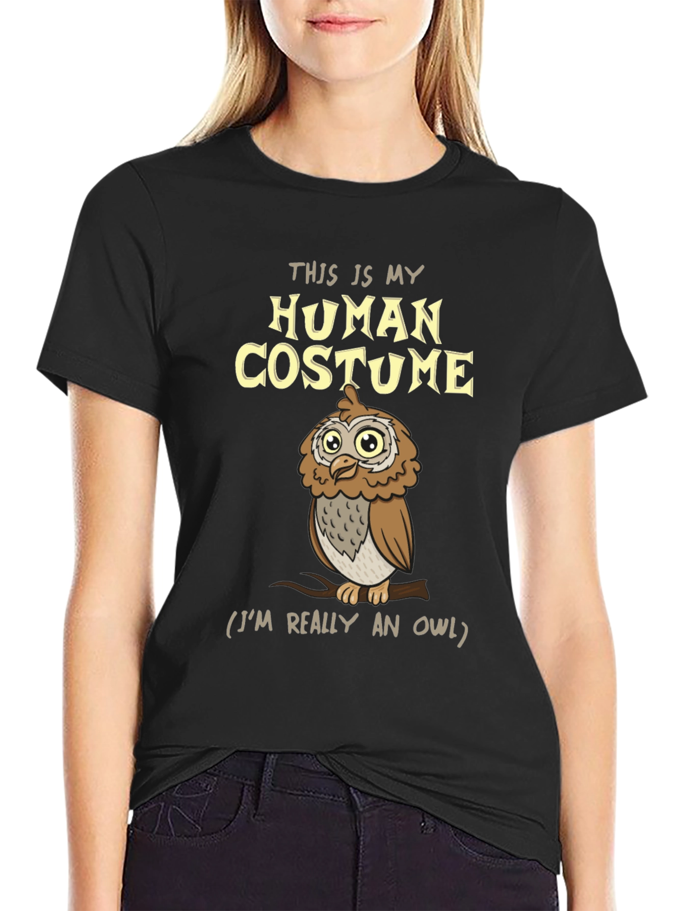 Human Costume Owl T-Shirt - Funny Halloween Tee