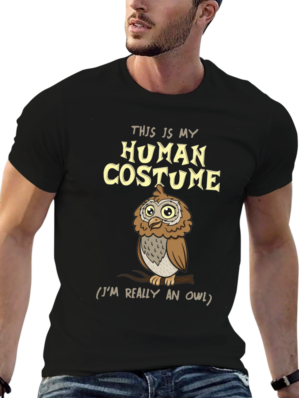 Human Costume Owl T-Shirt - Funny Halloween Tee