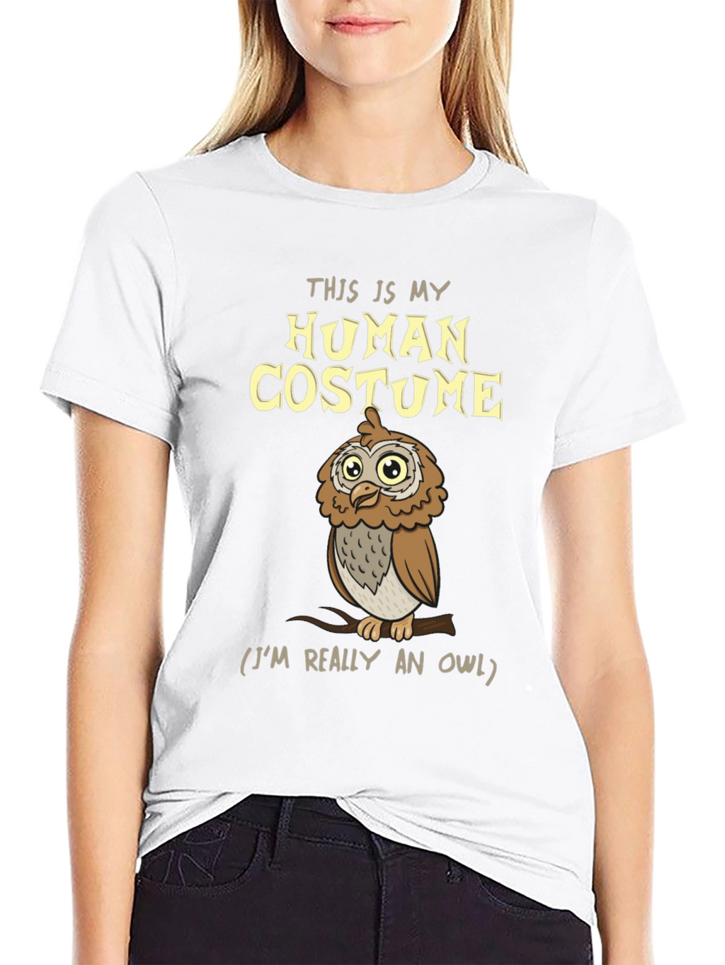 Human Costume Owl T-Shirt - Funny Halloween Tee