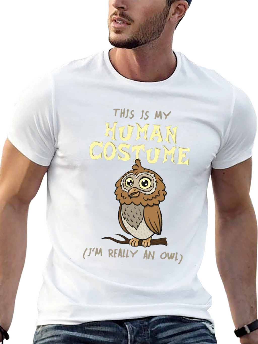 Human Costume Owl T-Shirt - Funny Halloween Tee