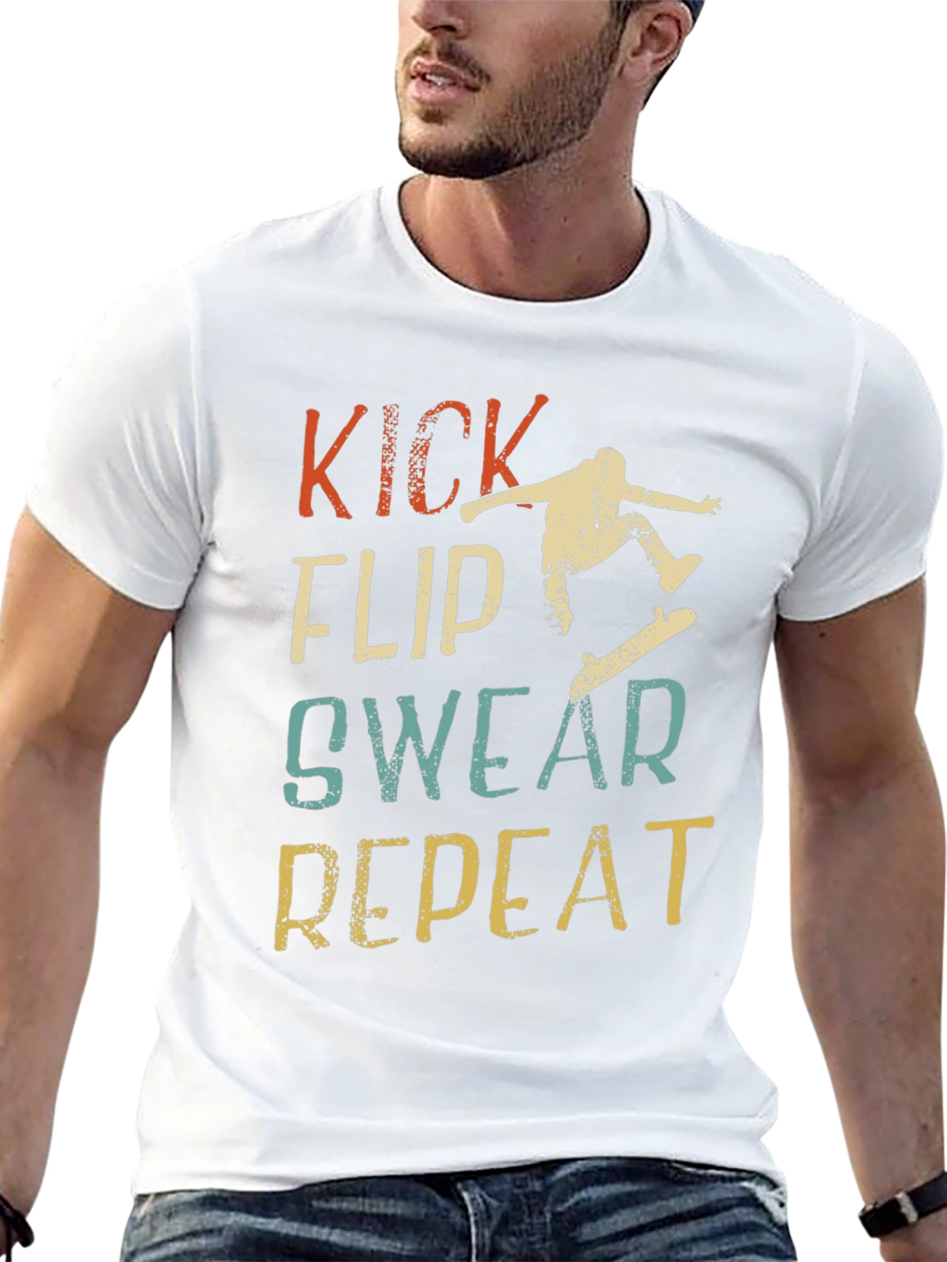 Kick Flip Swear Repeat Graphic T-Shirt