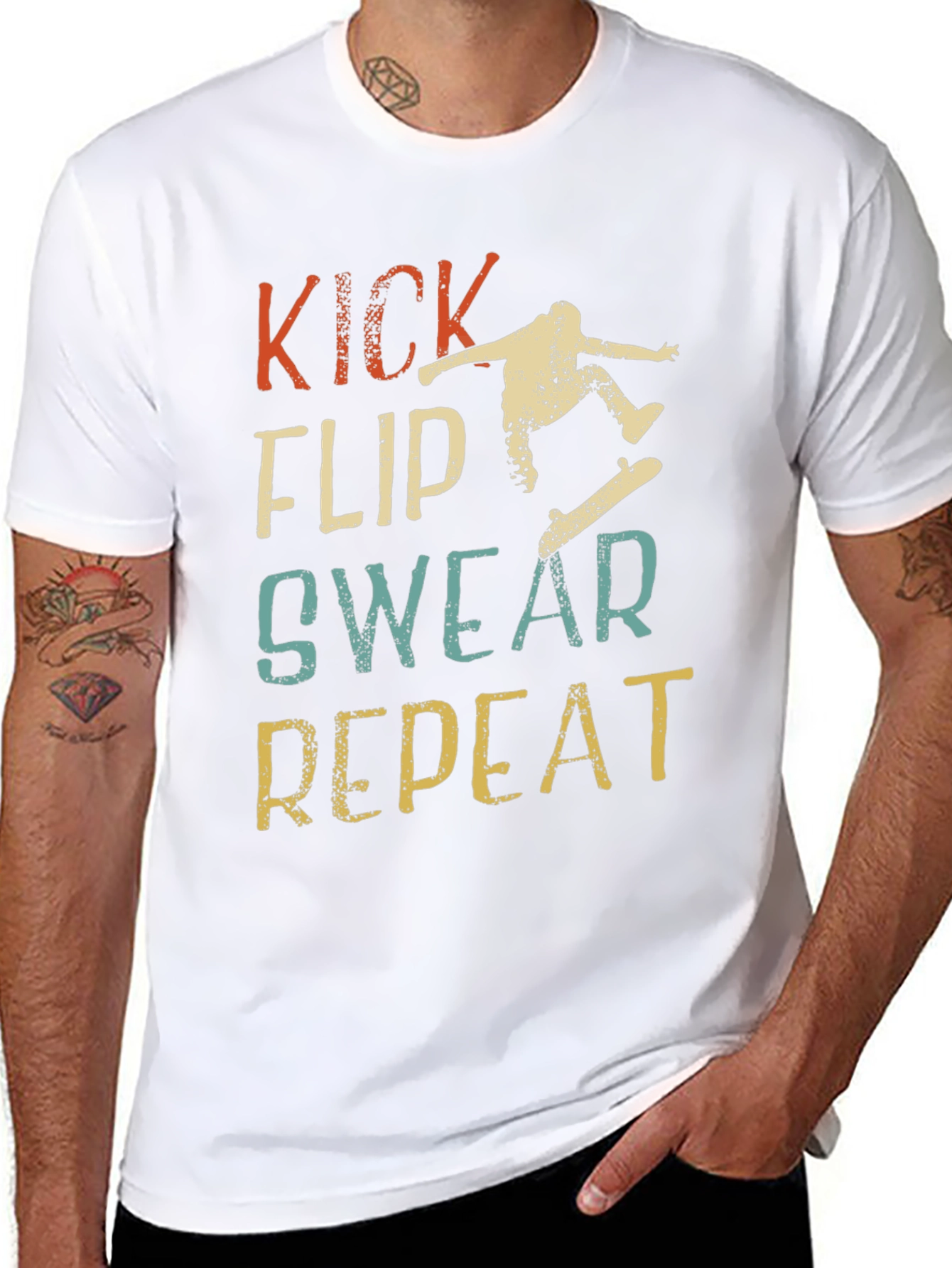 Kick Flip Swear Repeat Graphic T-Shirt