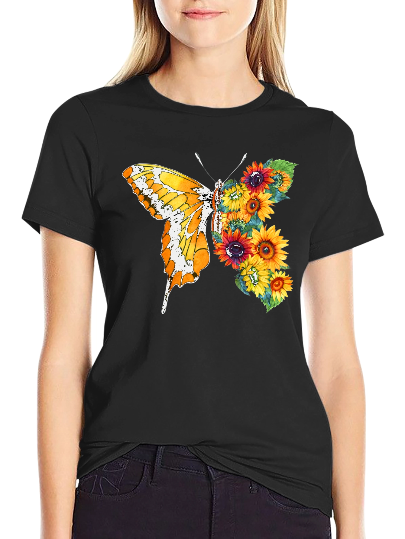 Butterfly Sunflower Graphic Tee