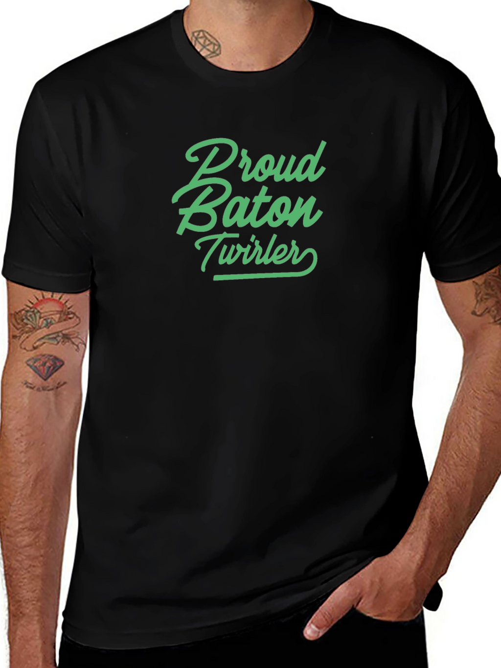 Proud Baton Twirler Black T-Shirt