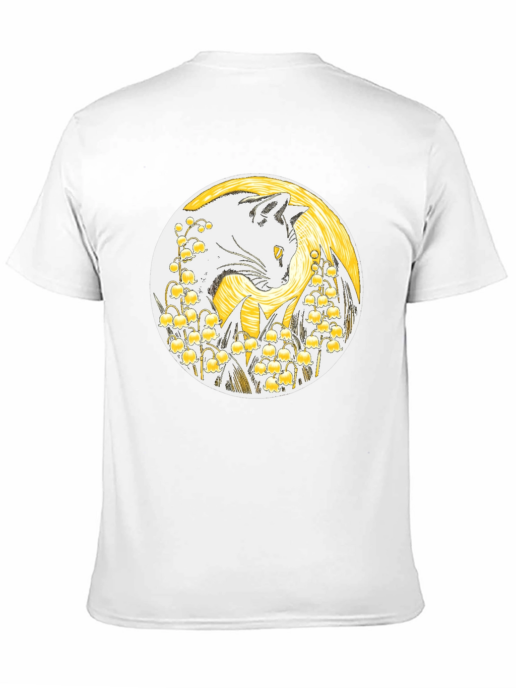 Cat & Lily of the Valley Black T-Shirt