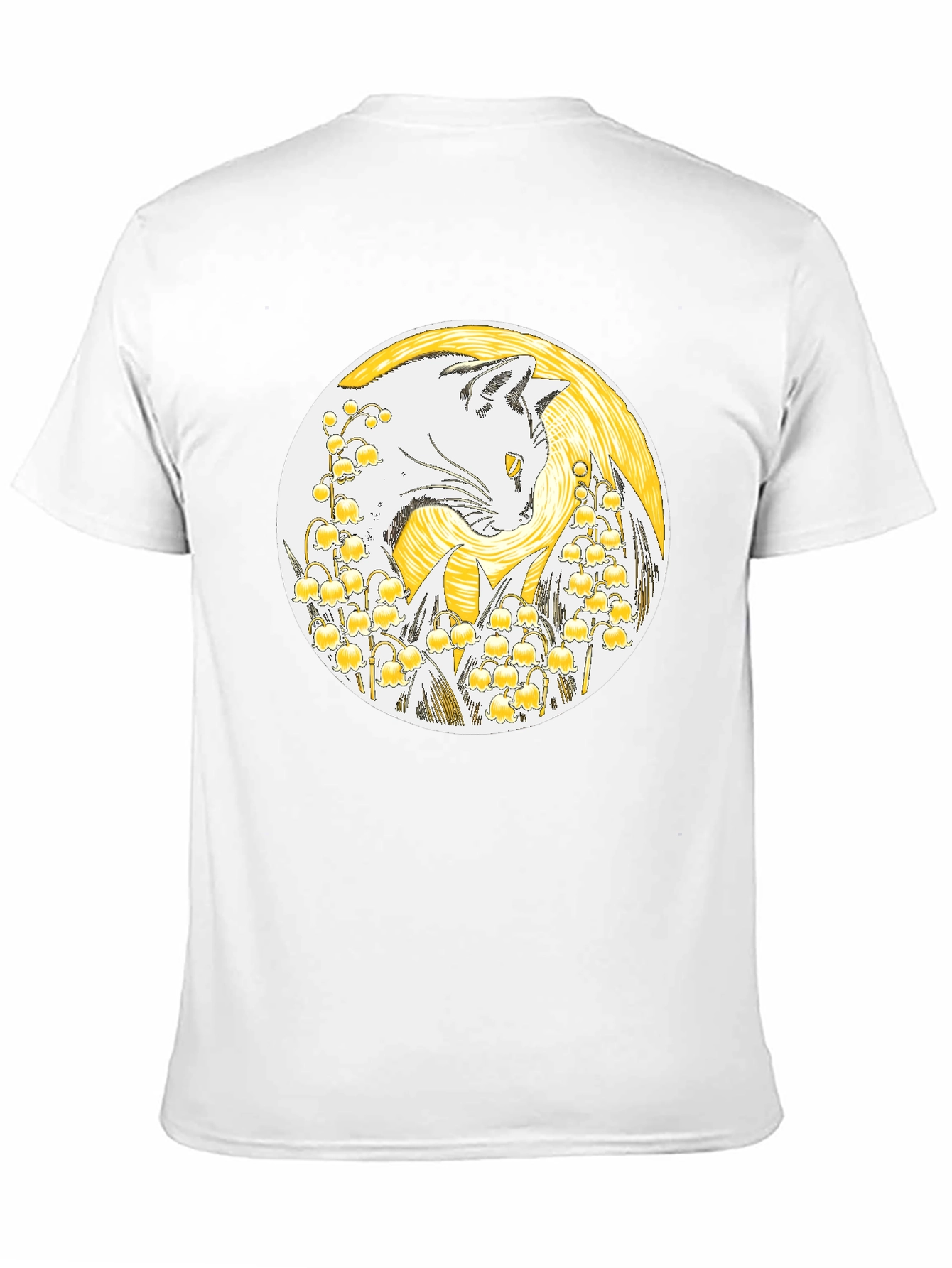 Cat & Lily of the Valley Black T-Shirt