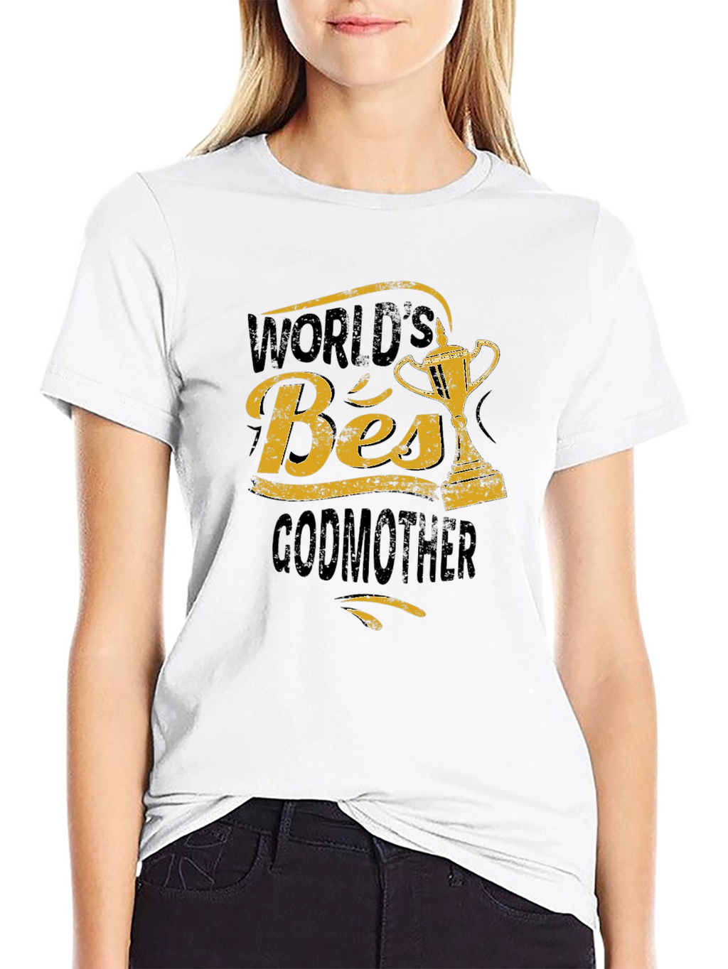 Worlds Best Godmother T-Shirt - Trophy Design