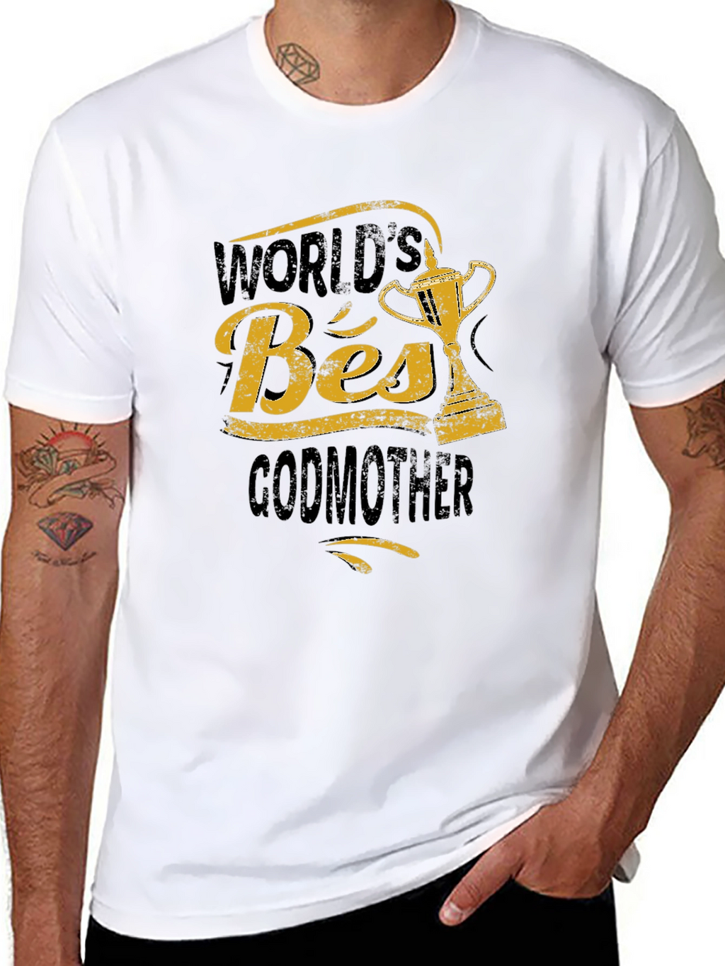 Worlds Best Godmother T-Shirt - Trophy Design