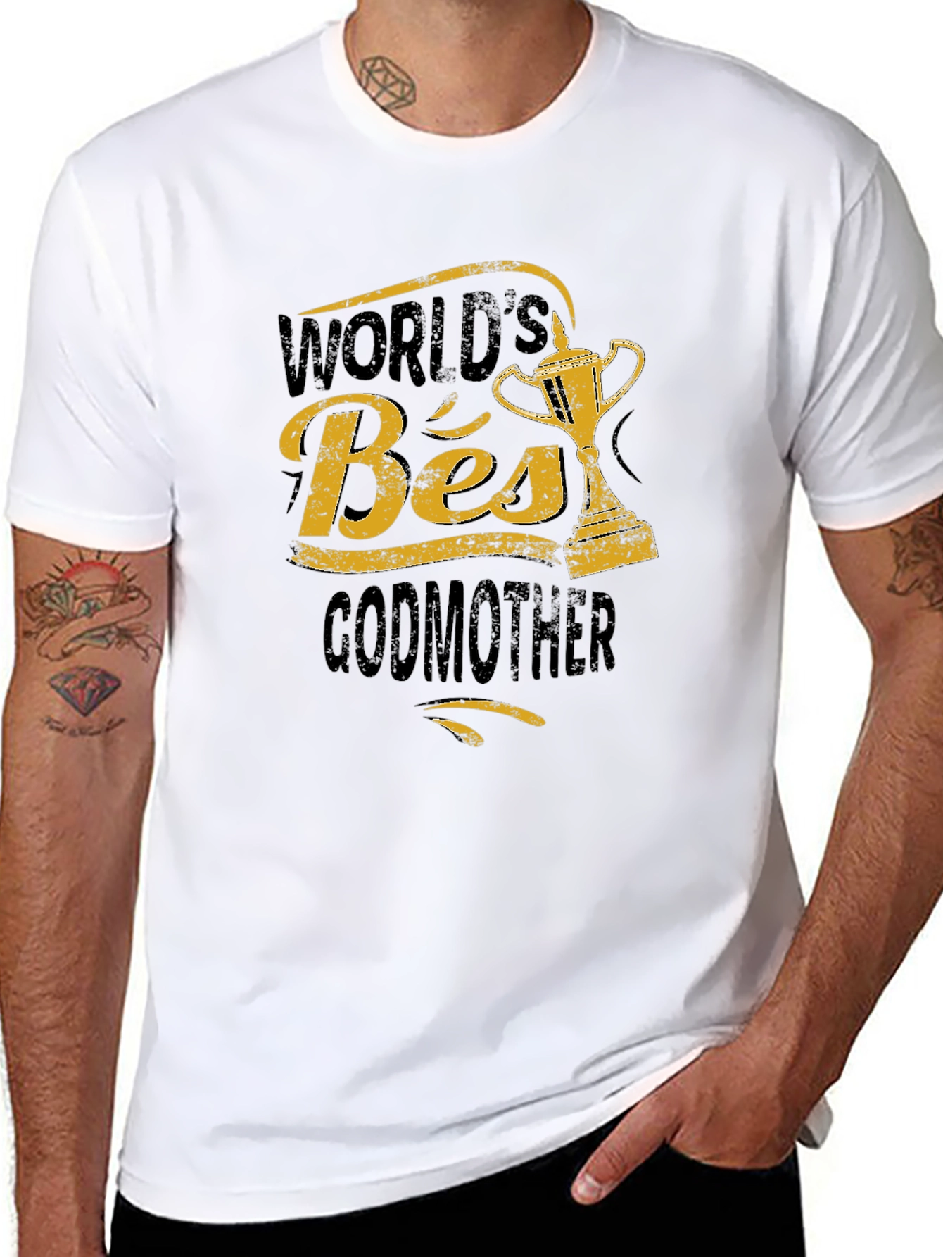 Worlds Best Godmother T-Shirt - Trophy Design