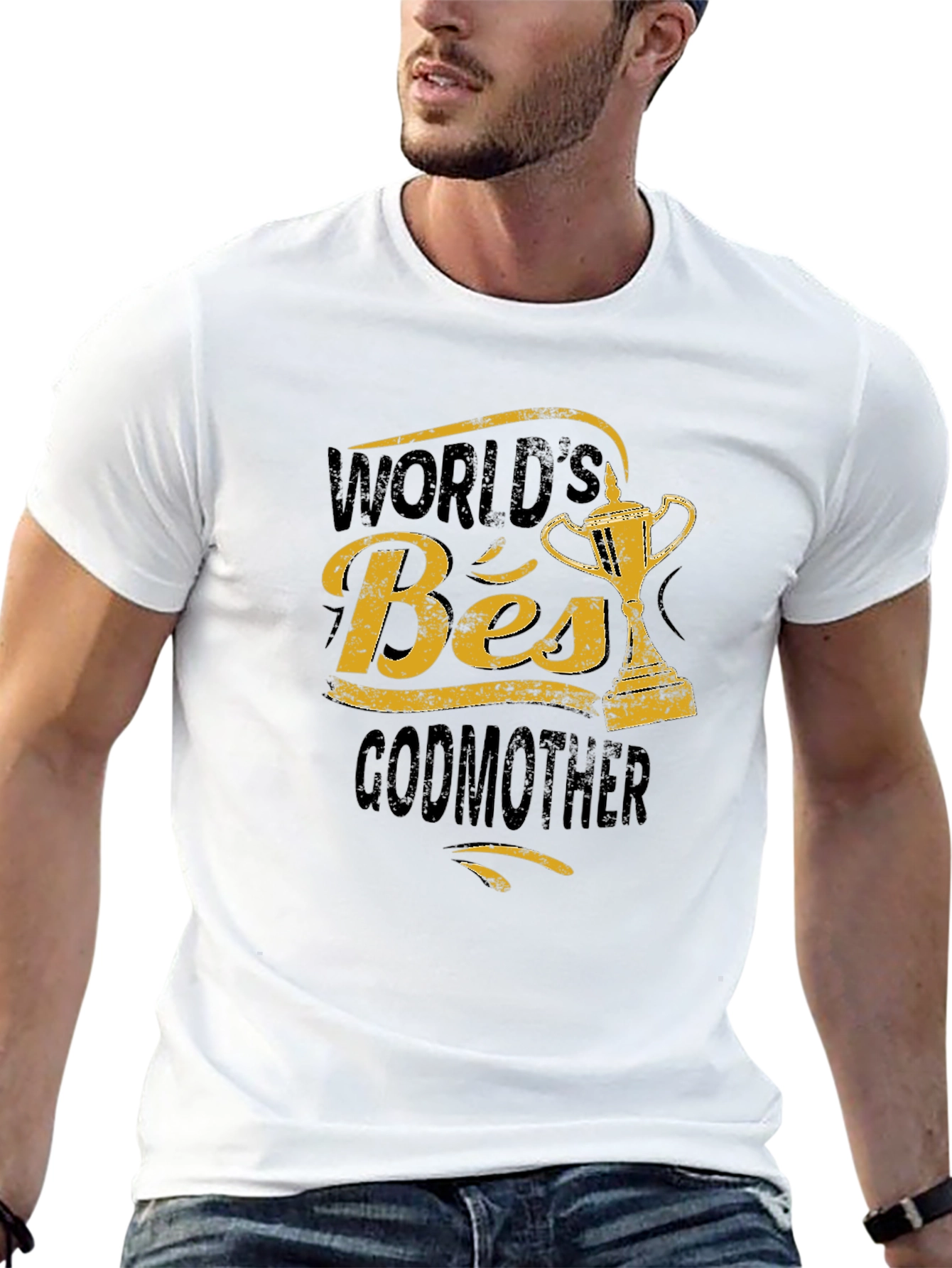 Worlds Best Godmother T-Shirt - Trophy Design