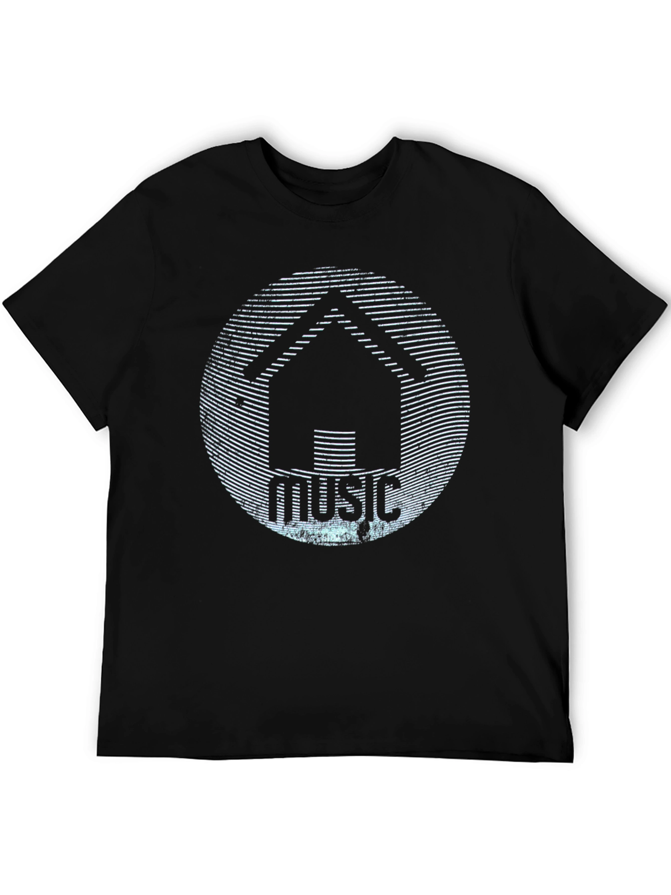 House Music Graphic T-Shirt - Black Crew Neck Tee