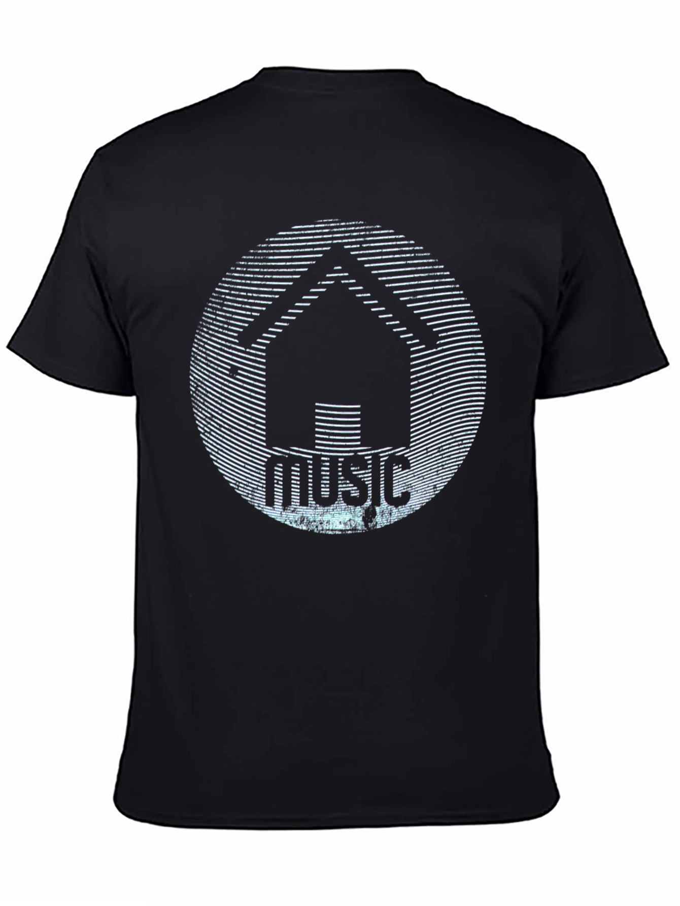 House Music Graphic T-Shirt - Black Crew Neck Tee