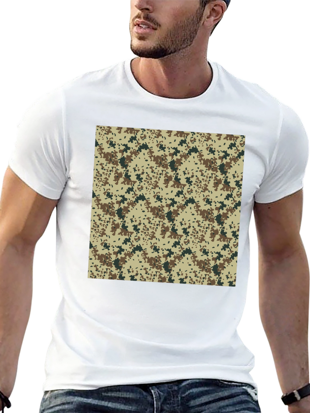 Camouflage Print Black T-Shirt