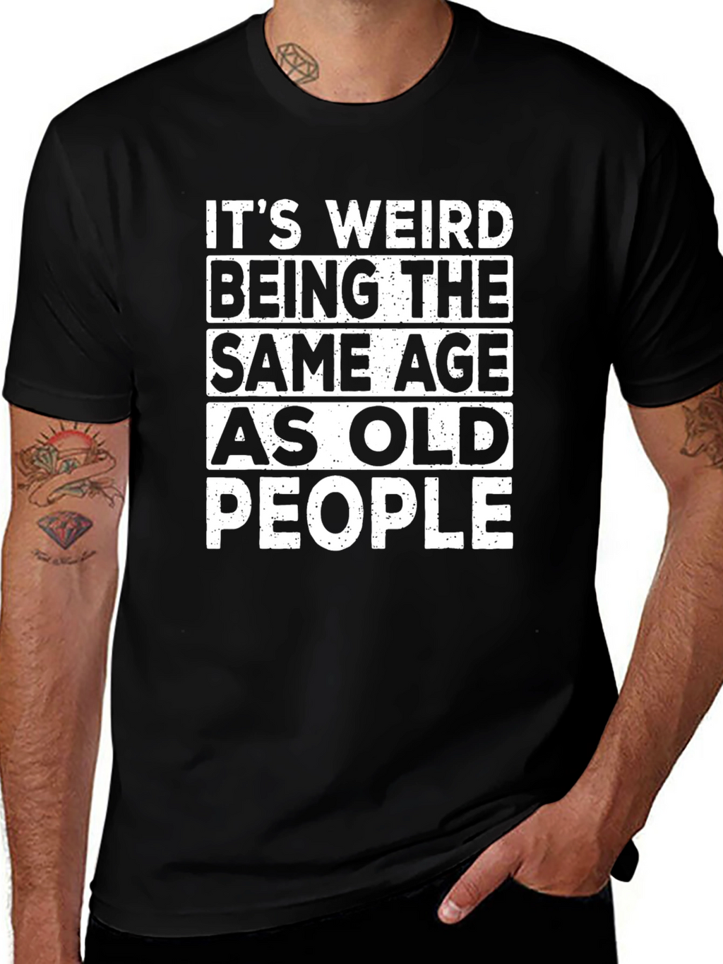 Funny Same Age as Old People Black T-Shirt