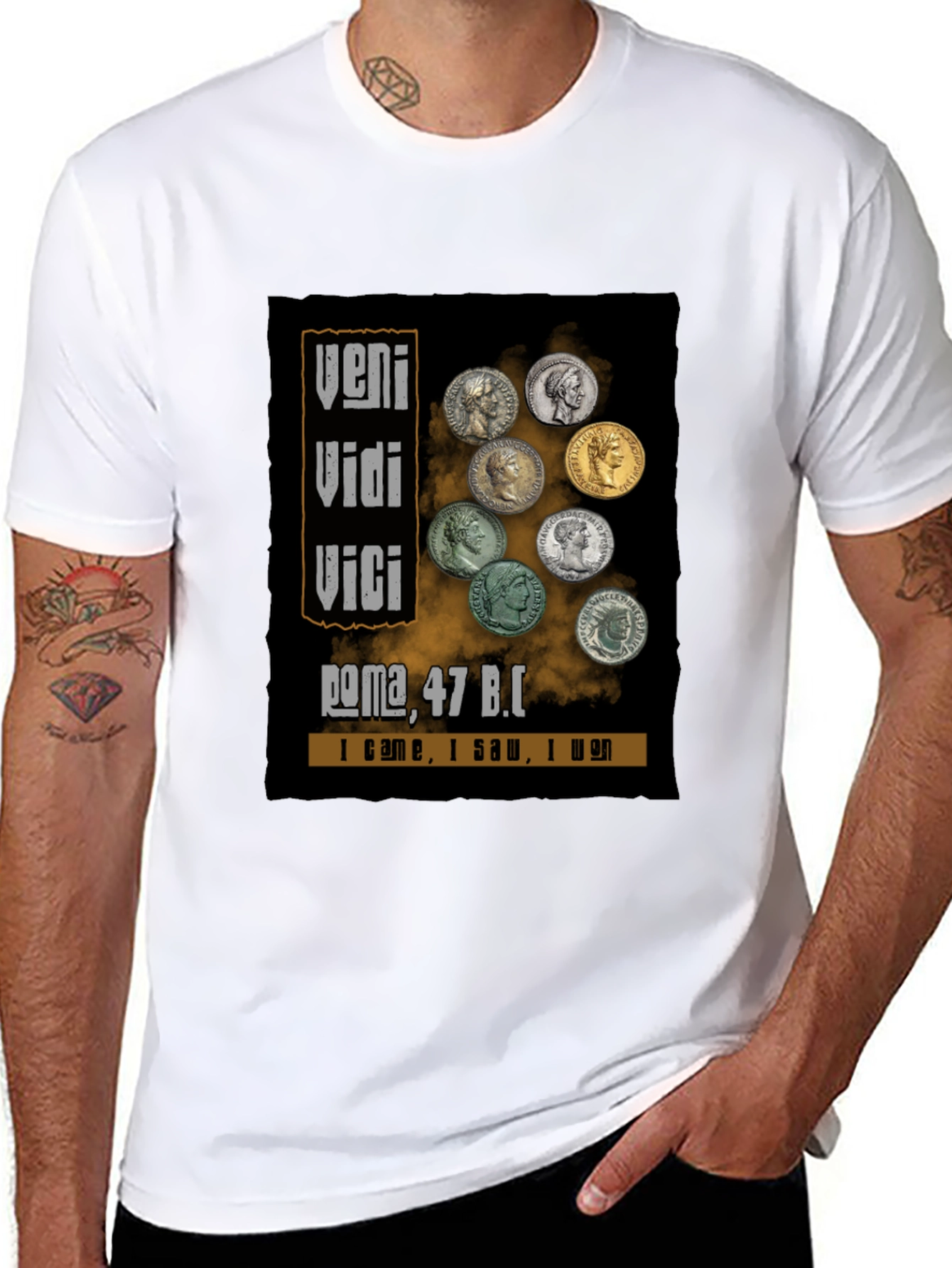 Veni Vidi Vici T-Shirt Roman Empire Julius Caesar Tee