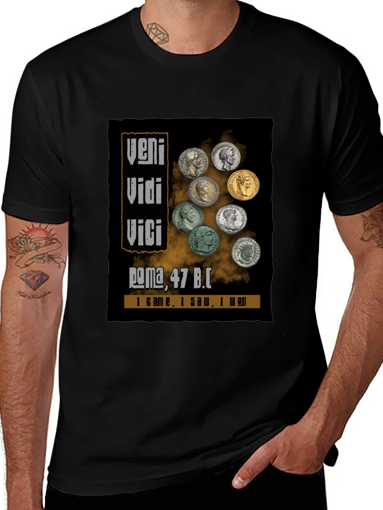 Veni Vidi Vici T-Shirt Roman Empire Julius Caesar Tee