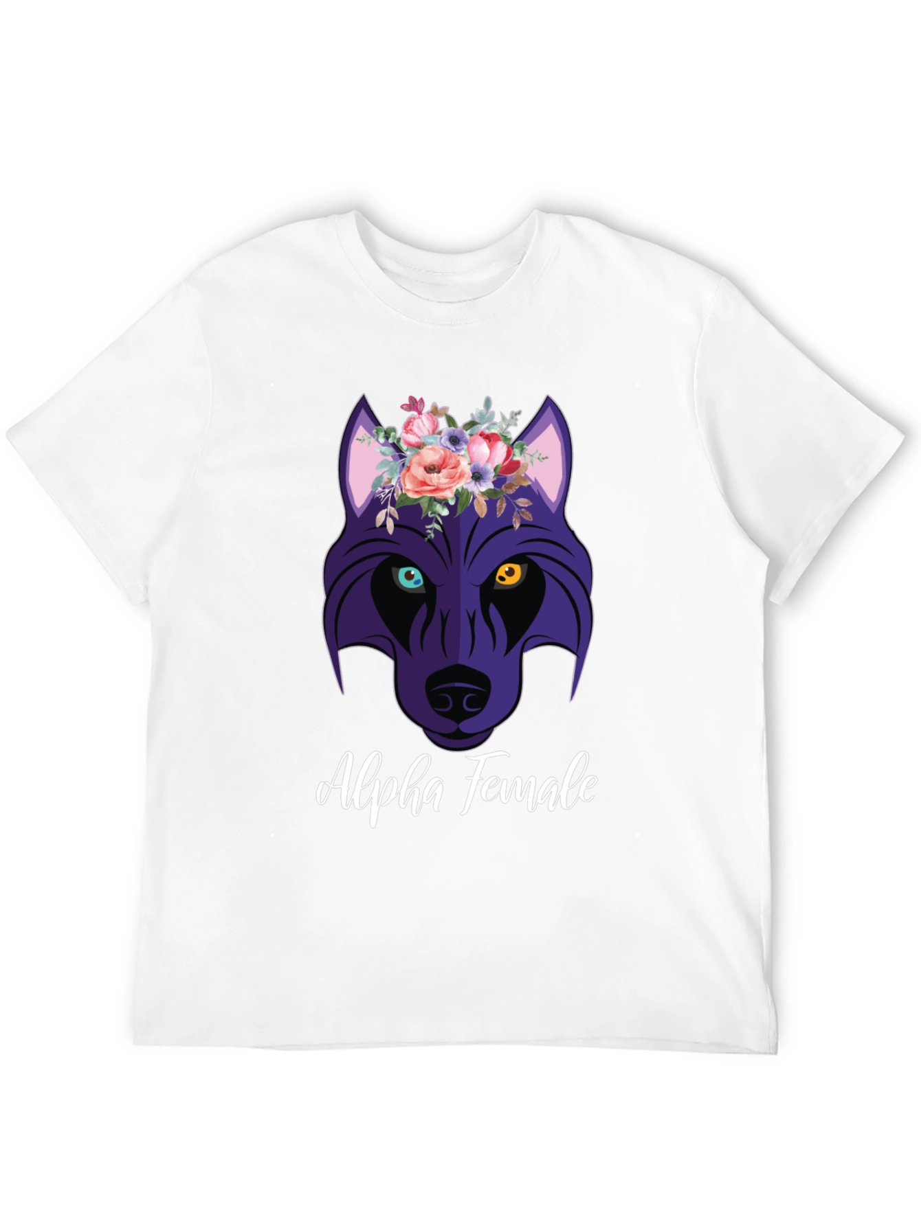 Alpha Female Wolf Flower Graphic T-Shirt