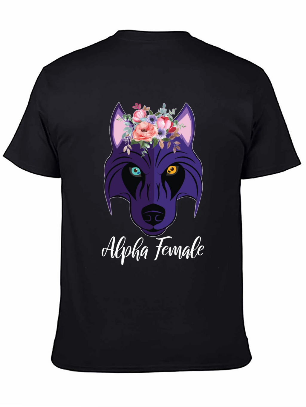 Alpha Female Wolf Flower Graphic T-Shirt