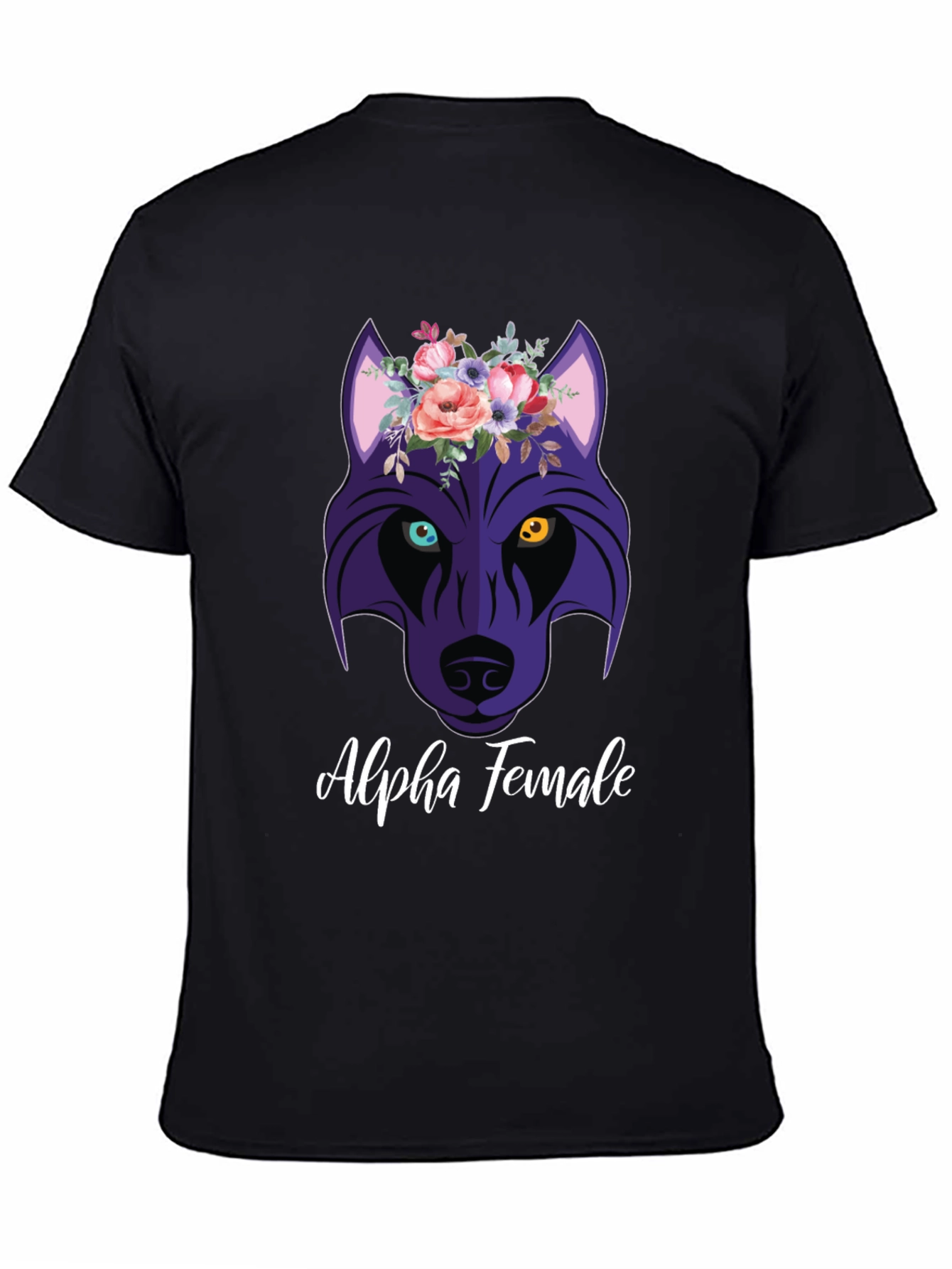Alpha Female Wolf Flower Graphic T-Shirt