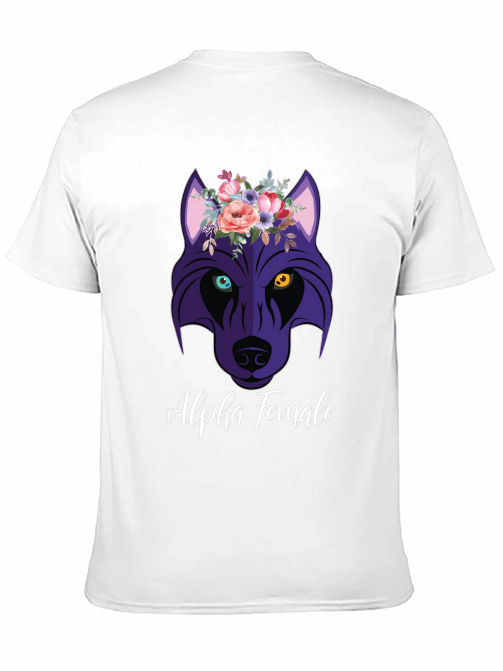 Alpha Female Wolf Flower Graphic T-Shirt