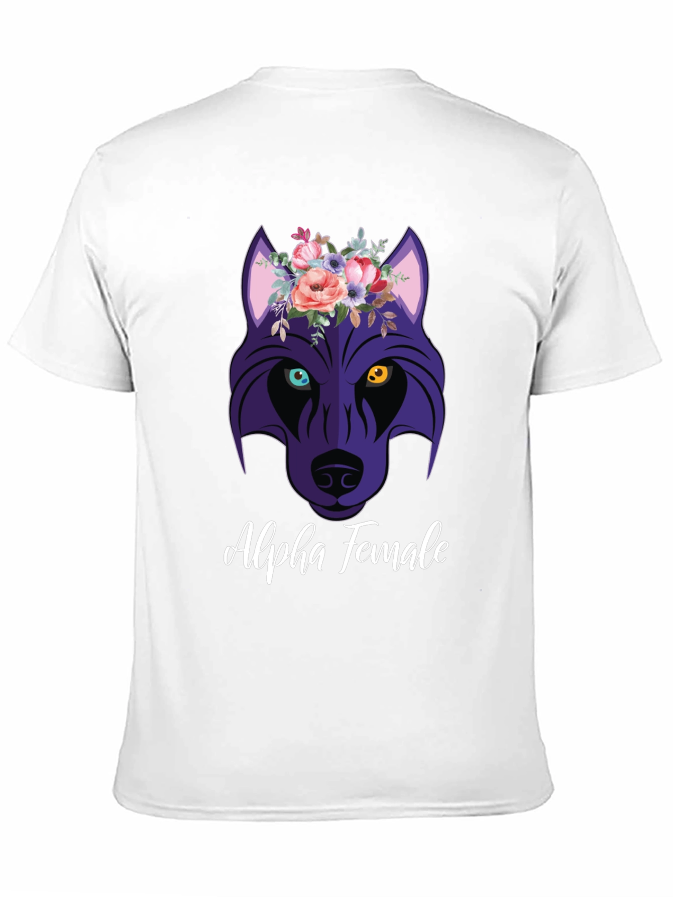 Alpha Female Wolf Flower Graphic T-Shirt