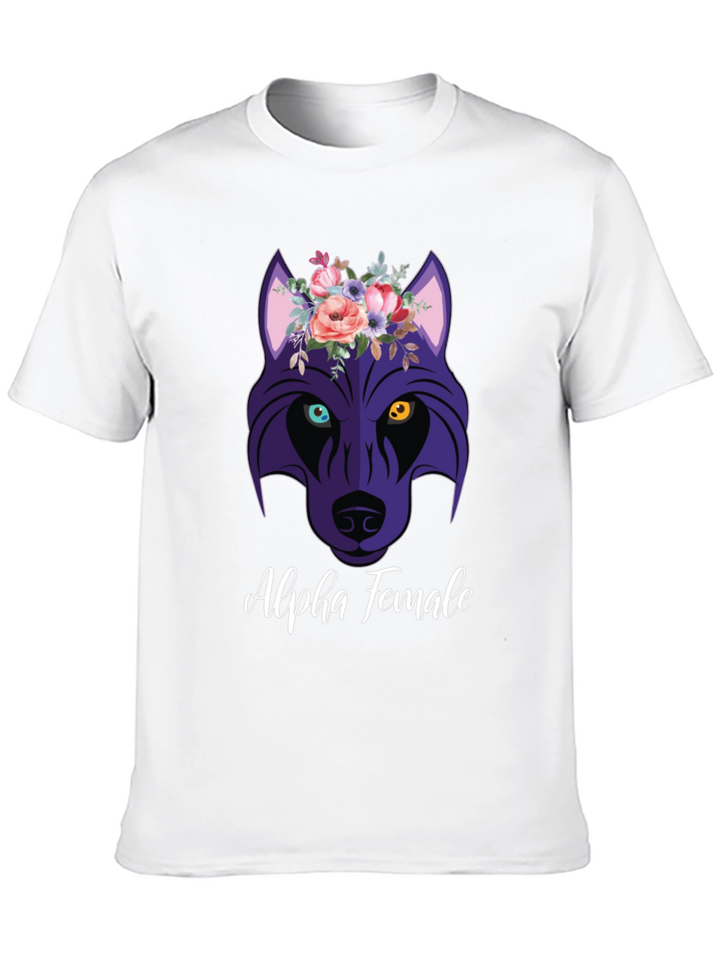 Alpha Female Wolf Flower Graphic T-Shirt