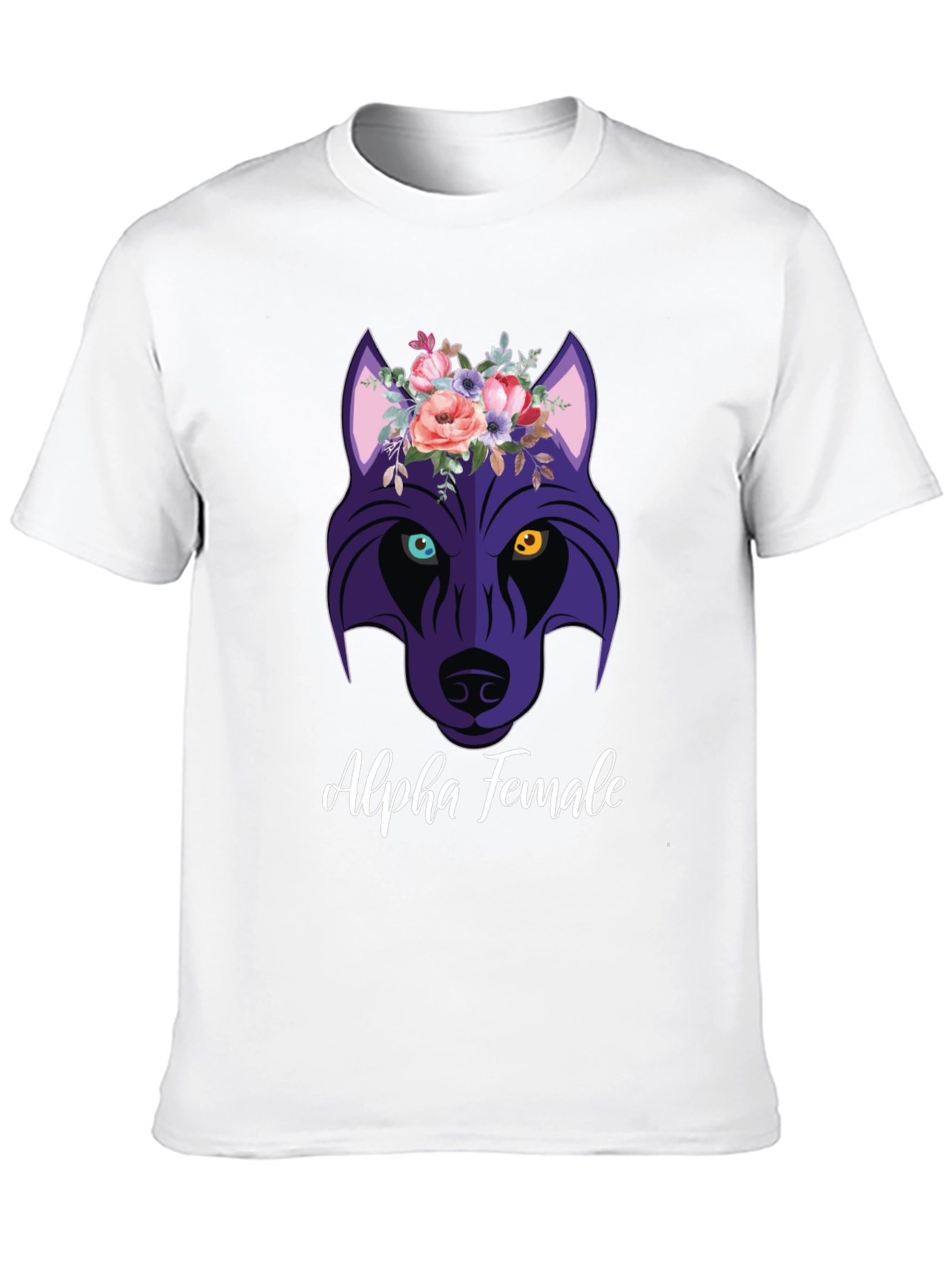 Alpha Female Wolf Flower Graphic T-Shirt