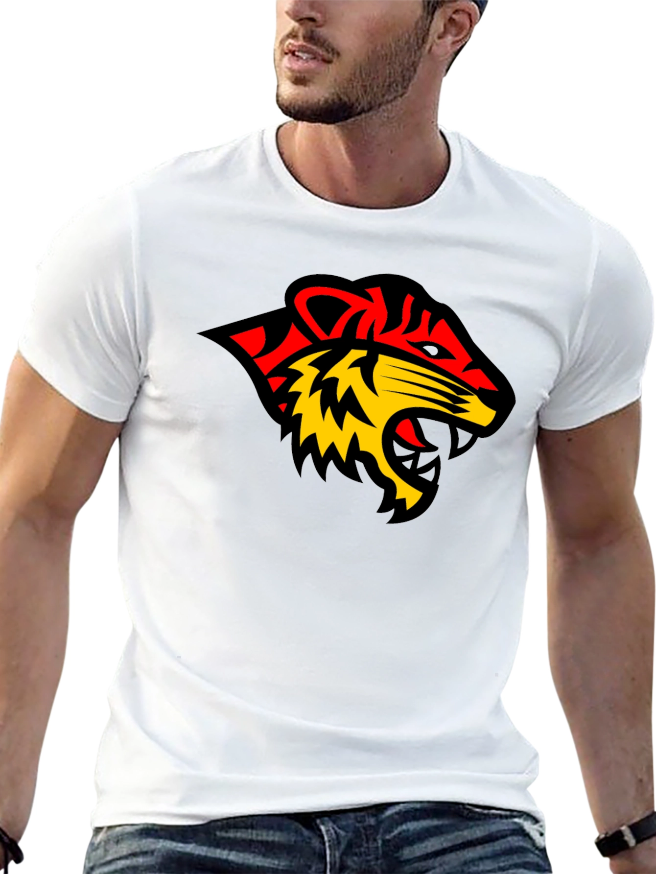 Black Tee with Bold Tiger Graphic