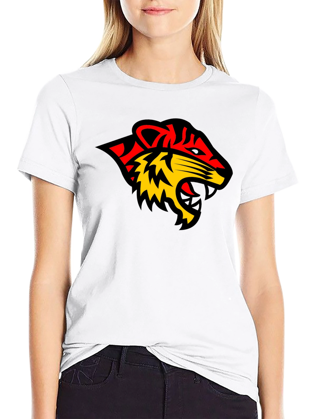 Black Tee with Bold Tiger Graphic