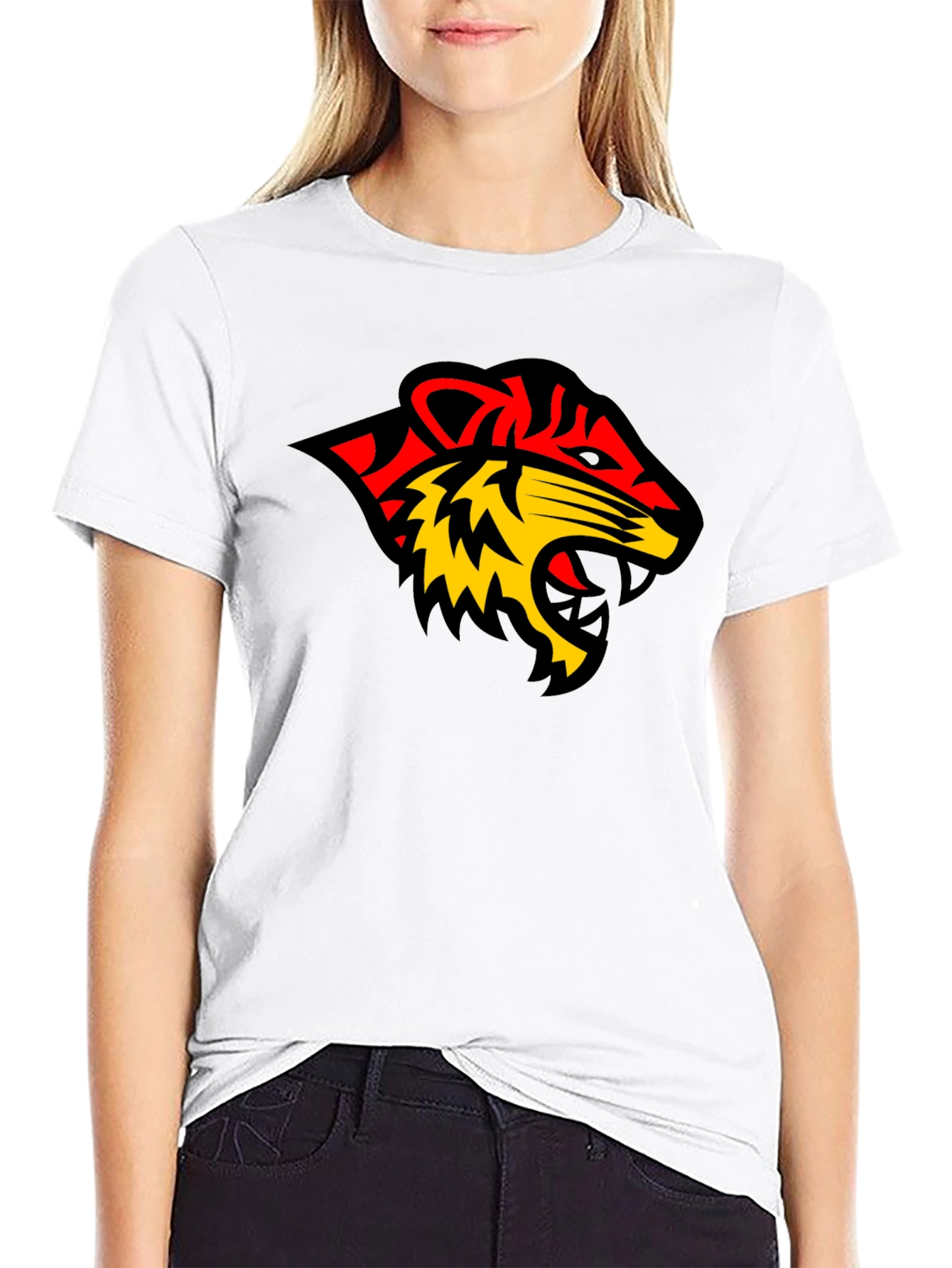 Black Tee with Bold Tiger Graphic