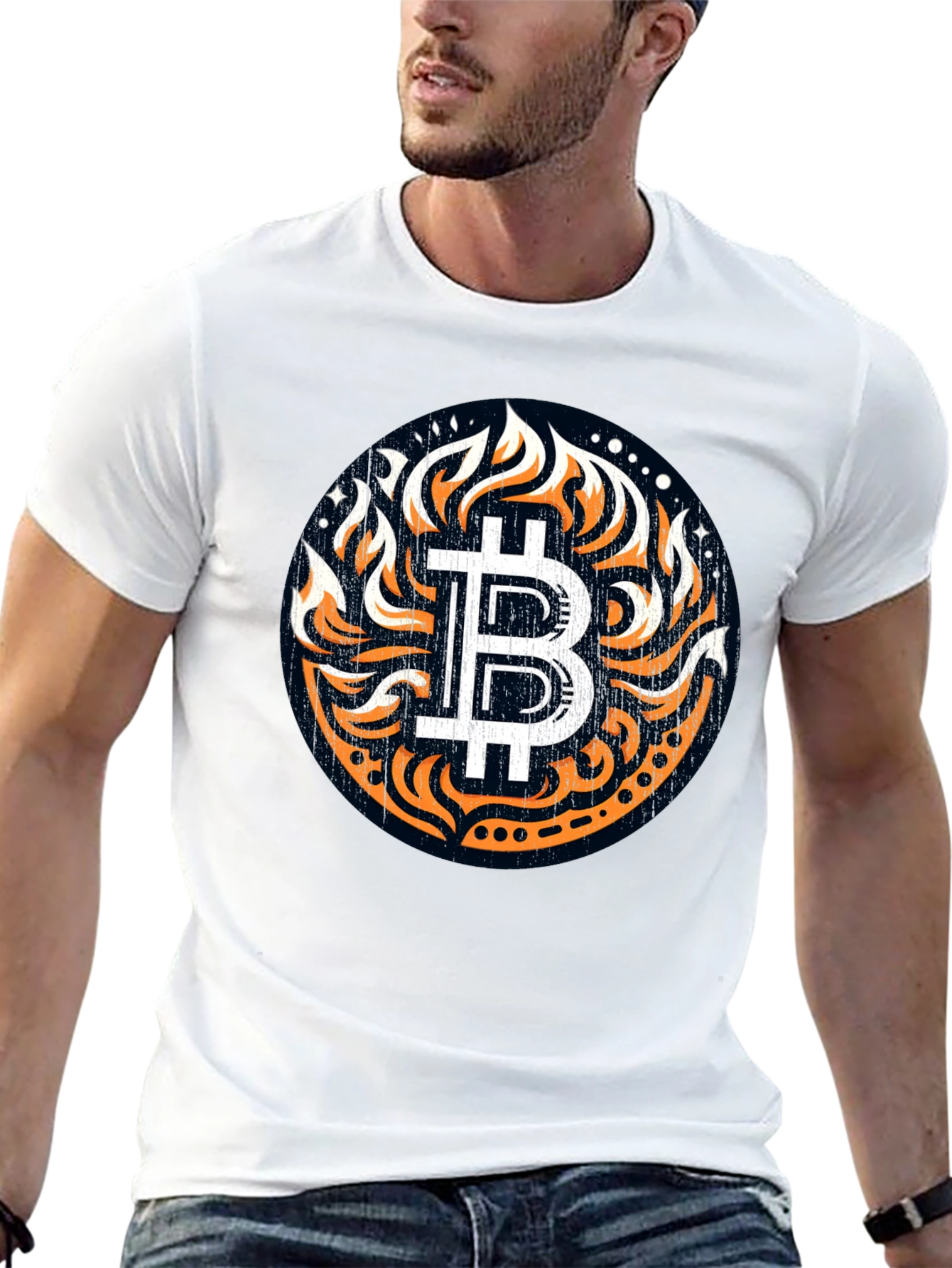 Bitcoin Flame Graphic Black T-Shirt