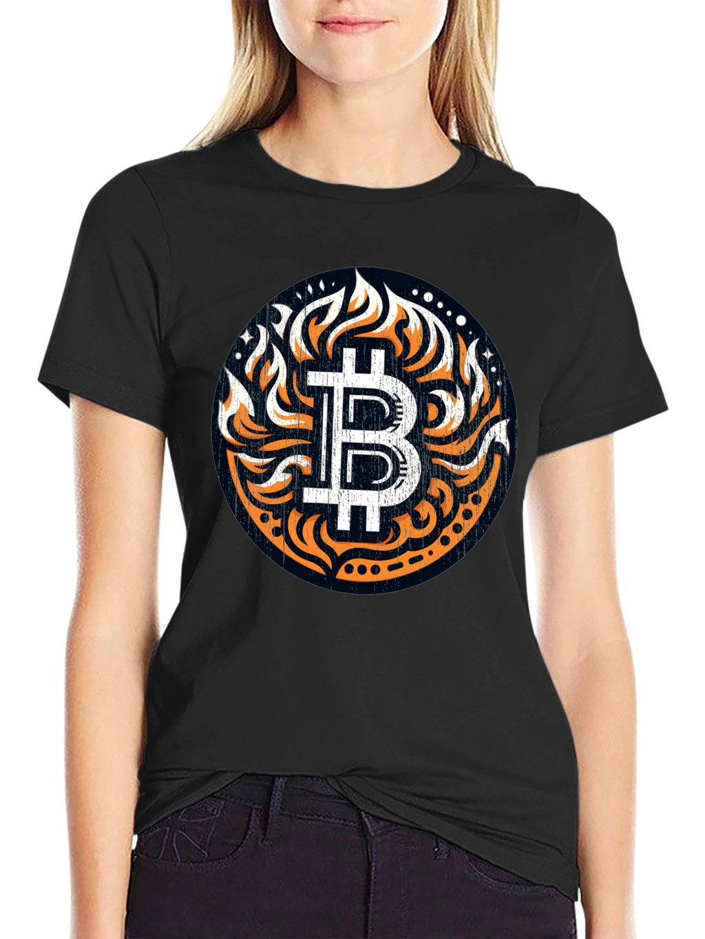 Bitcoin Flame Graphic Black T-Shirt