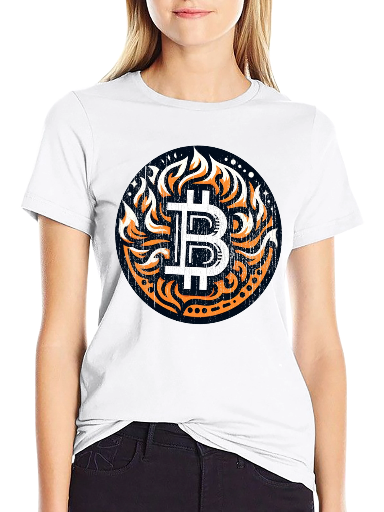 Bitcoin Flame Graphic Black T-Shirt