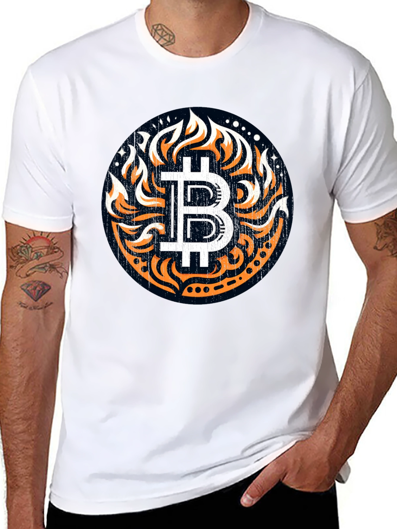Bitcoin Flame Graphic Black T-Shirt