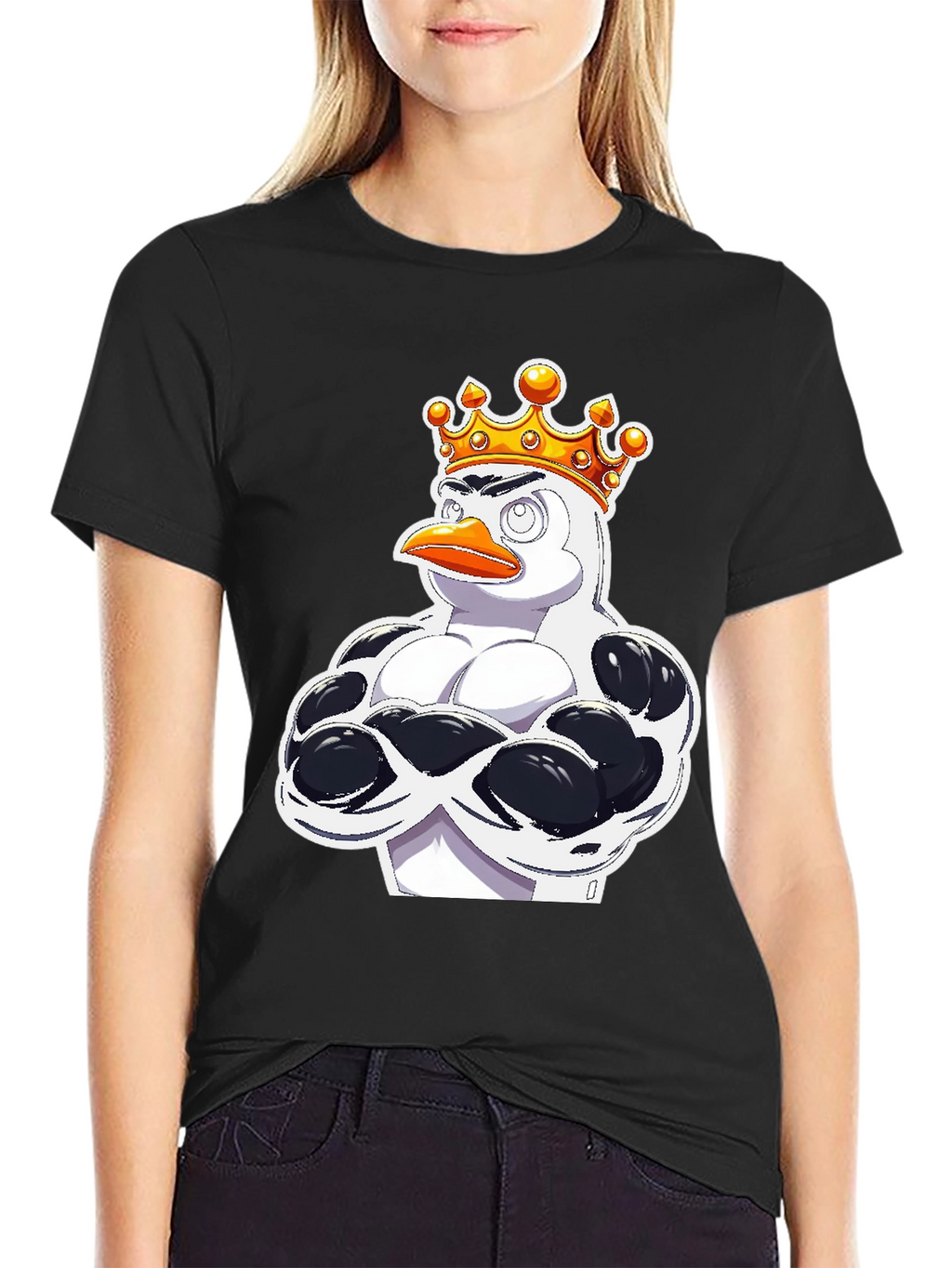 Penguin King Graphic T-Shirt - Black Cotton Tee