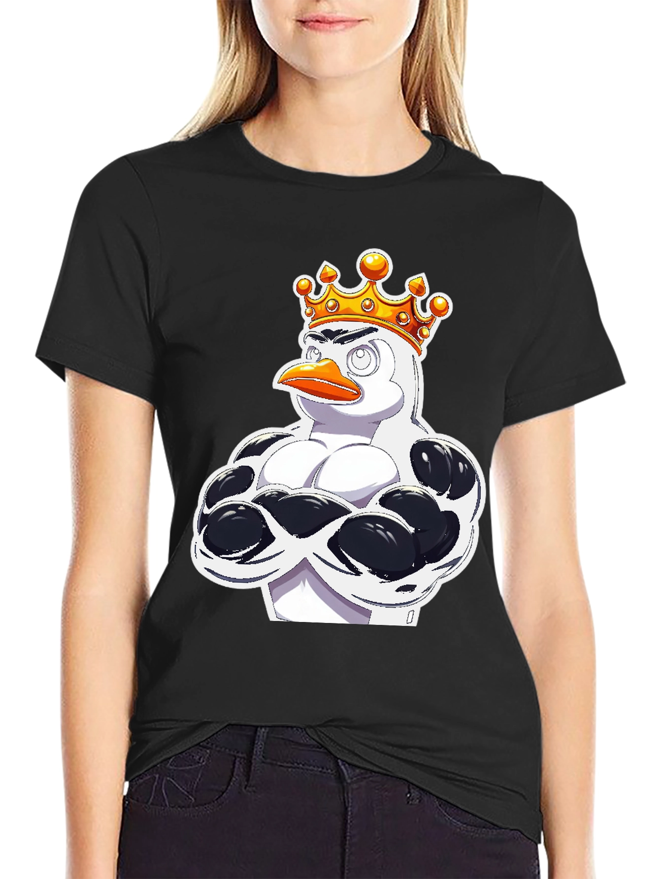 Penguin King Graphic T-Shirt - Black Cotton Tee