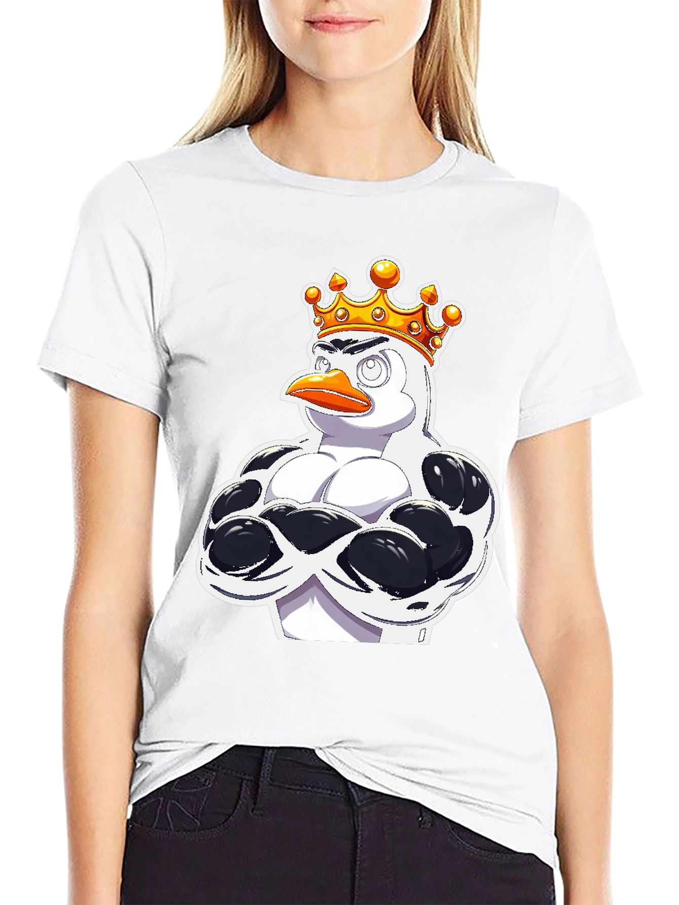 Penguin King Graphic T-Shirt - Black Cotton Tee