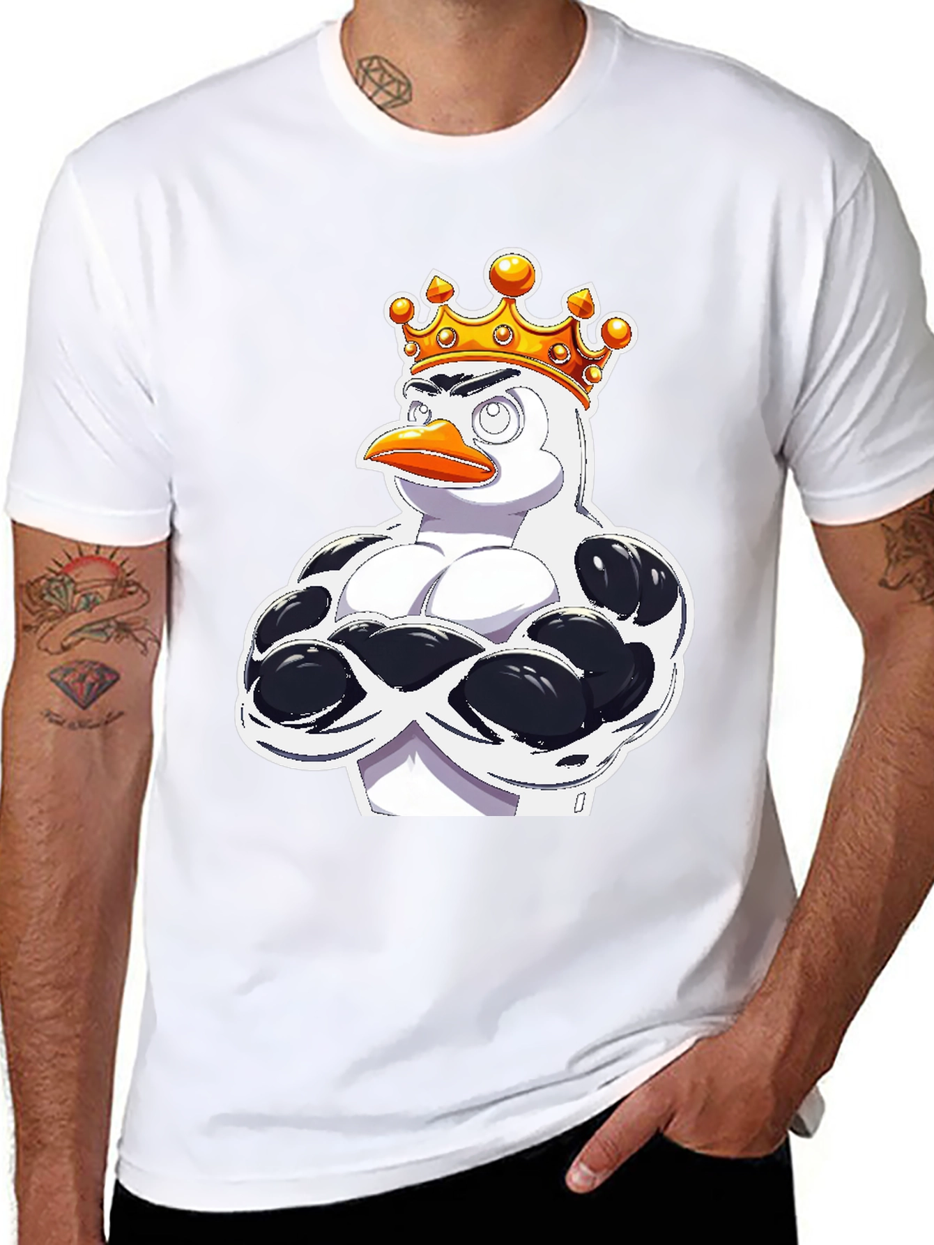 Penguin King Graphic T-Shirt - Black Cotton Tee