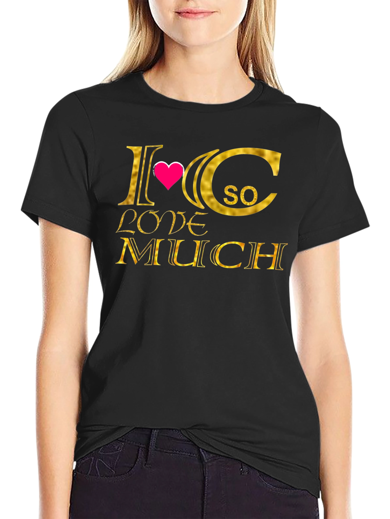 I Heart C So Love Much T-Shirt - Black