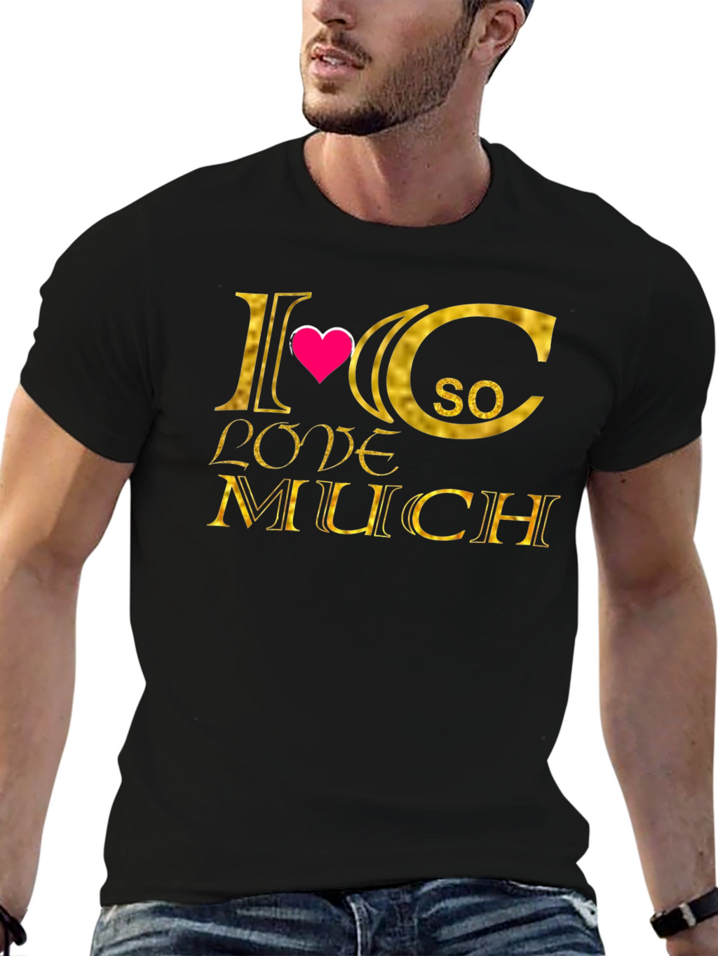 I Heart C So Love Much T-Shirt - Black