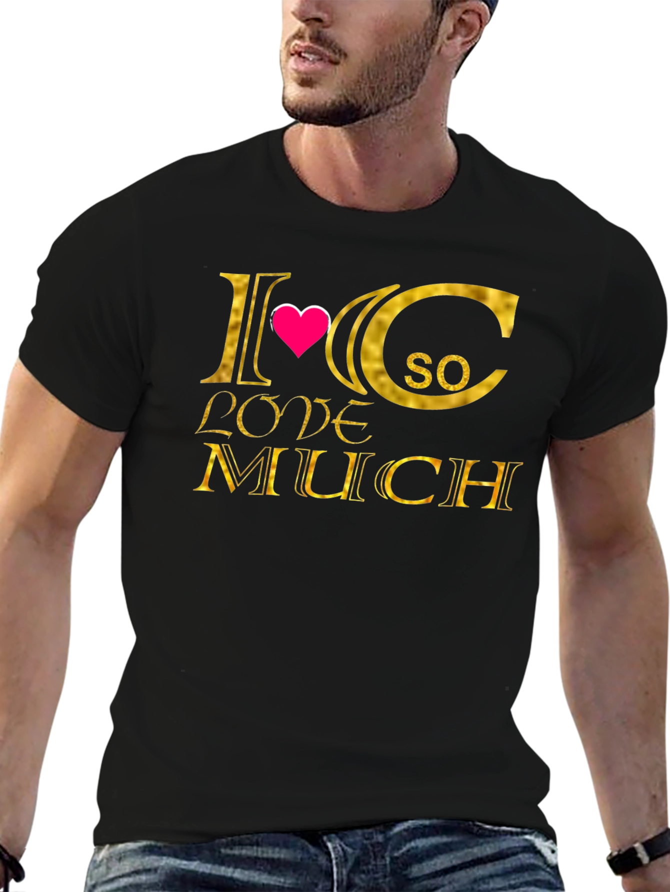 I Heart C So Love Much T-Shirt - Black