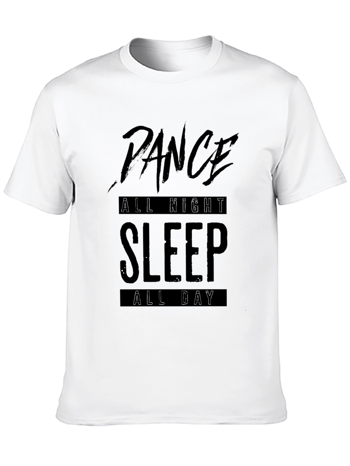 Dance All Night Sleep All Day Black Graphic Tee