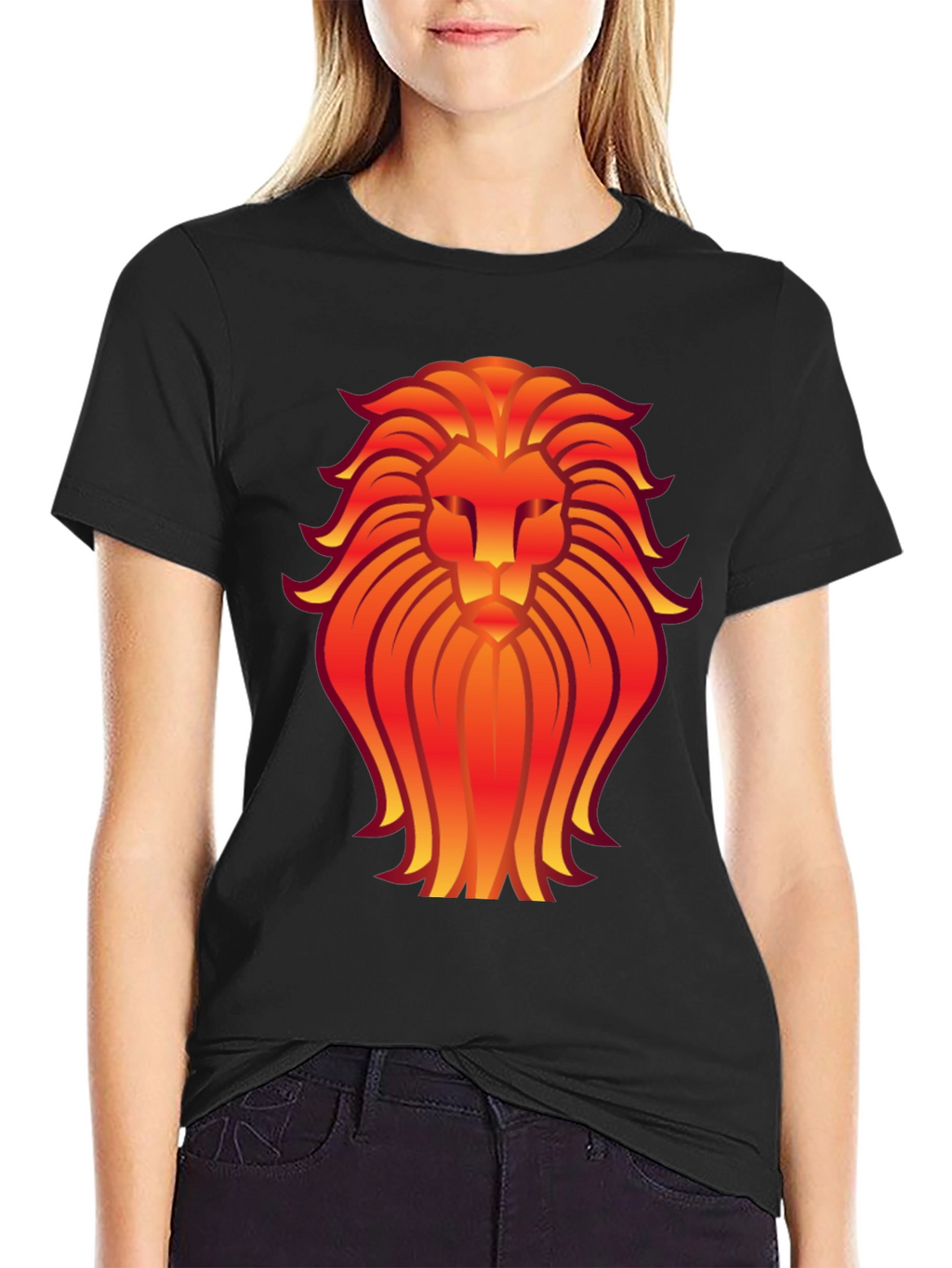 Bold Lion Graphic Tee - Black Cotton Blend